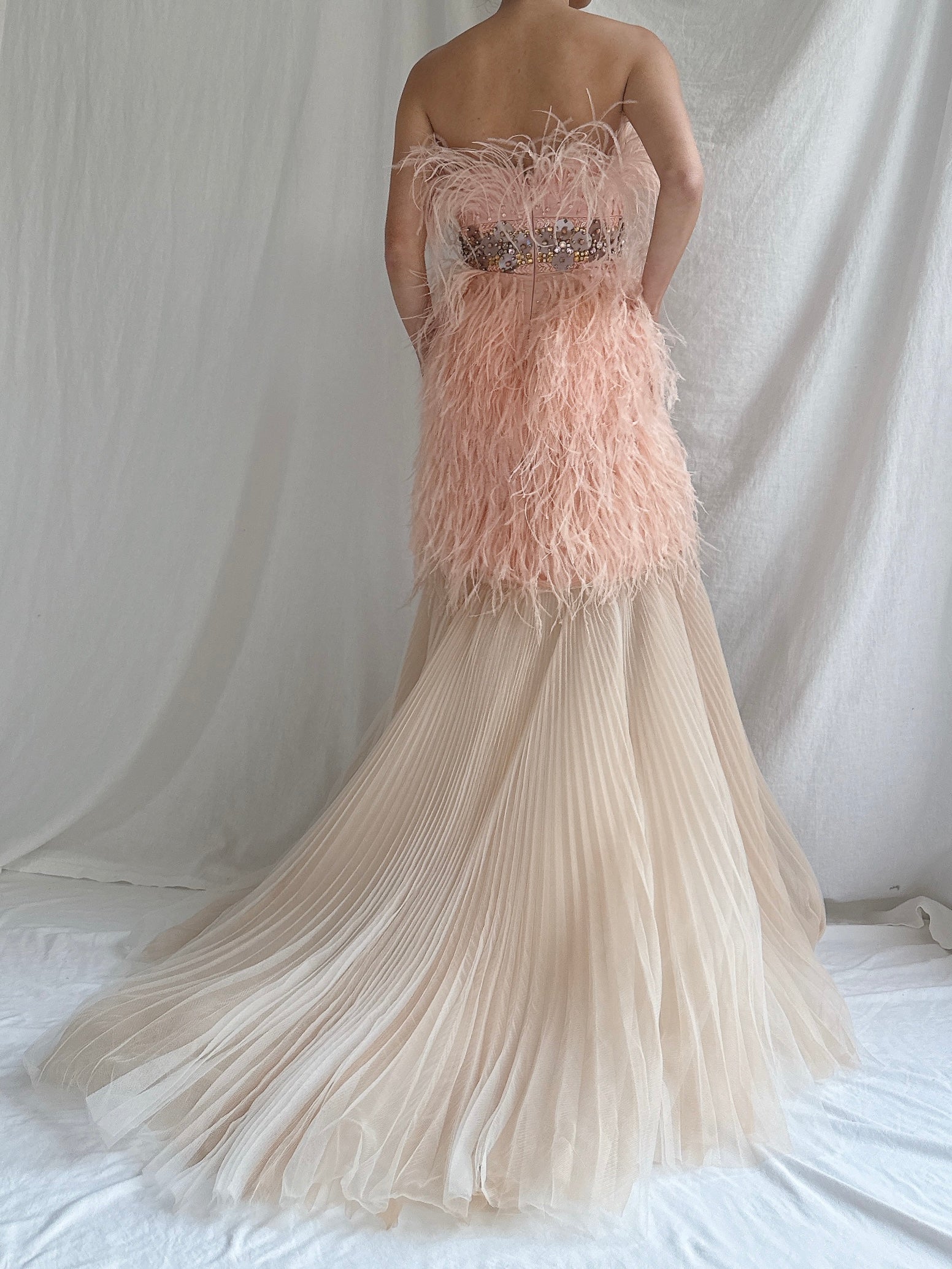 Ostrich Feather Tulle Gown - M 6/8