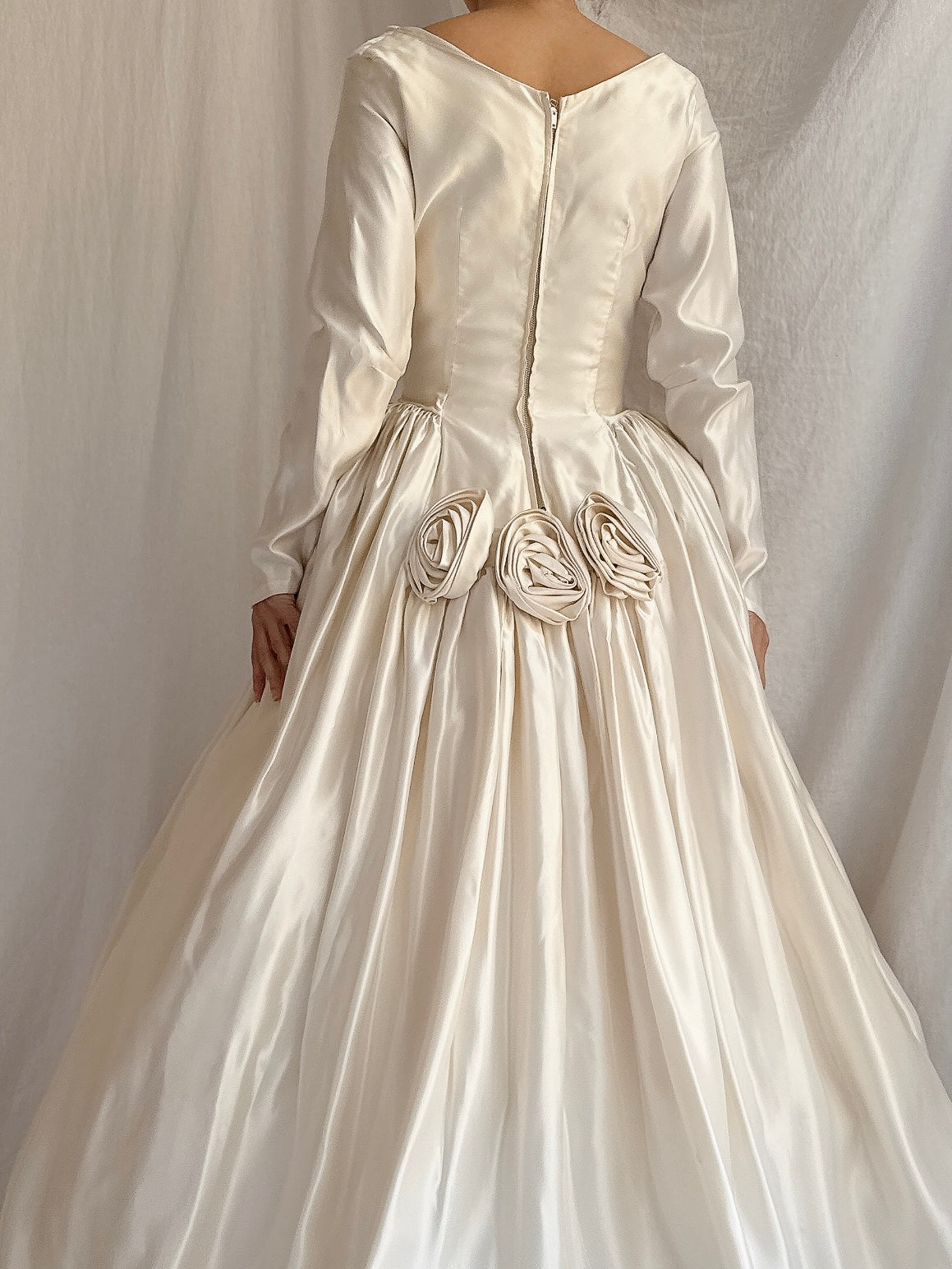 1950s Satin Long Sleeve Gown - XS