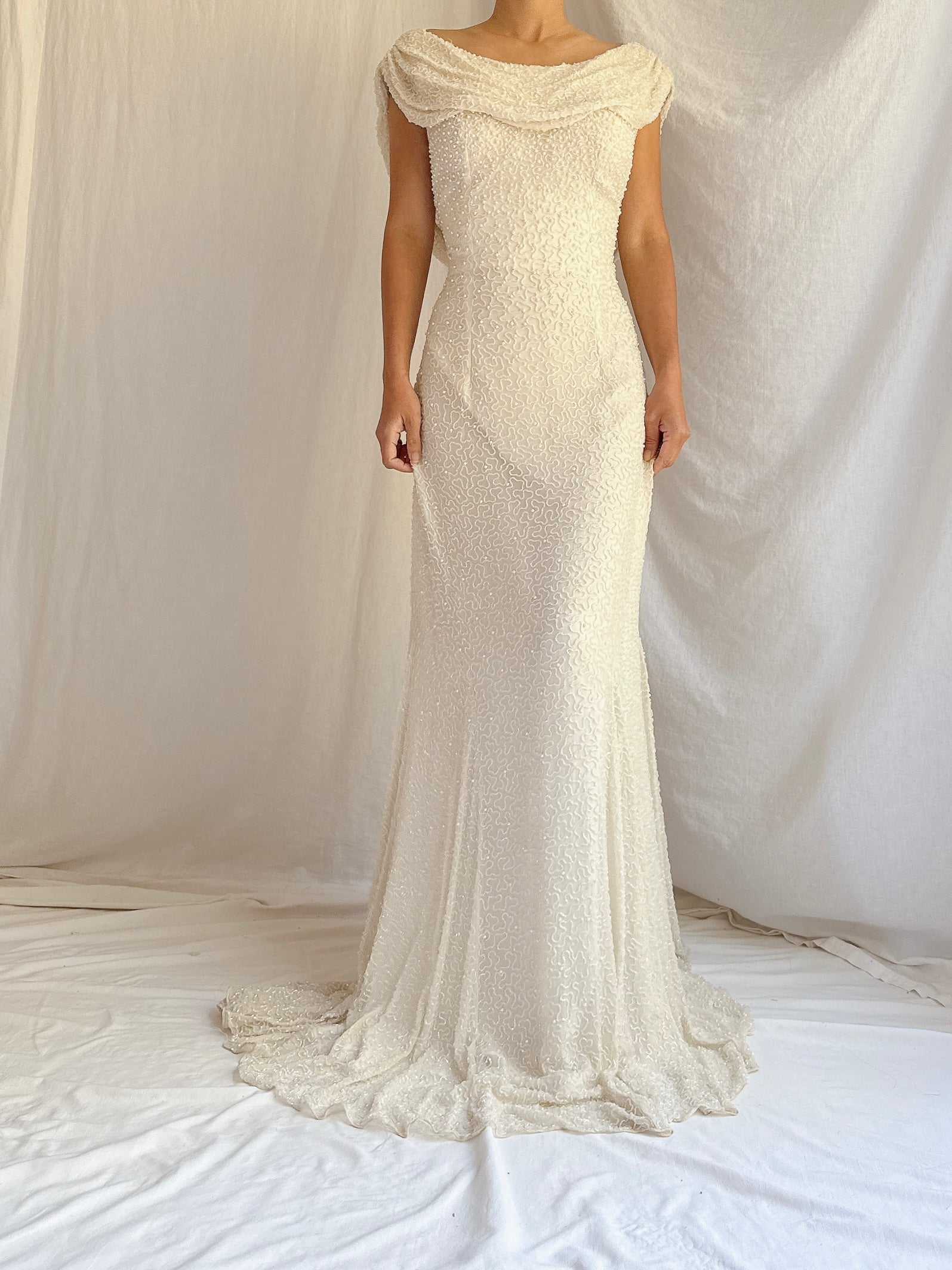 Vintage Silk Beaded Gown - S