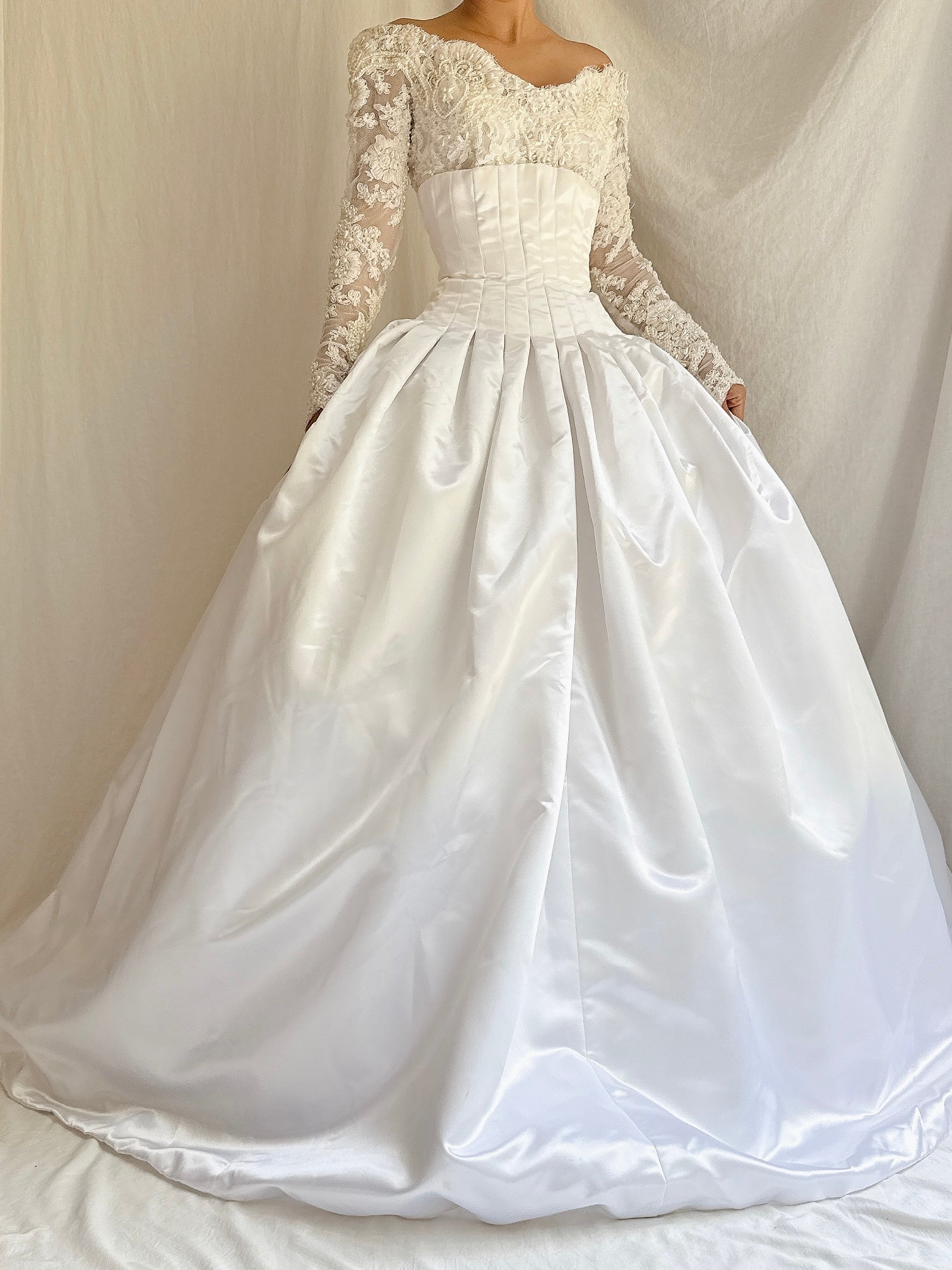 Vintage Daniel Degli Onofri Satin & Lace Gown - L/10