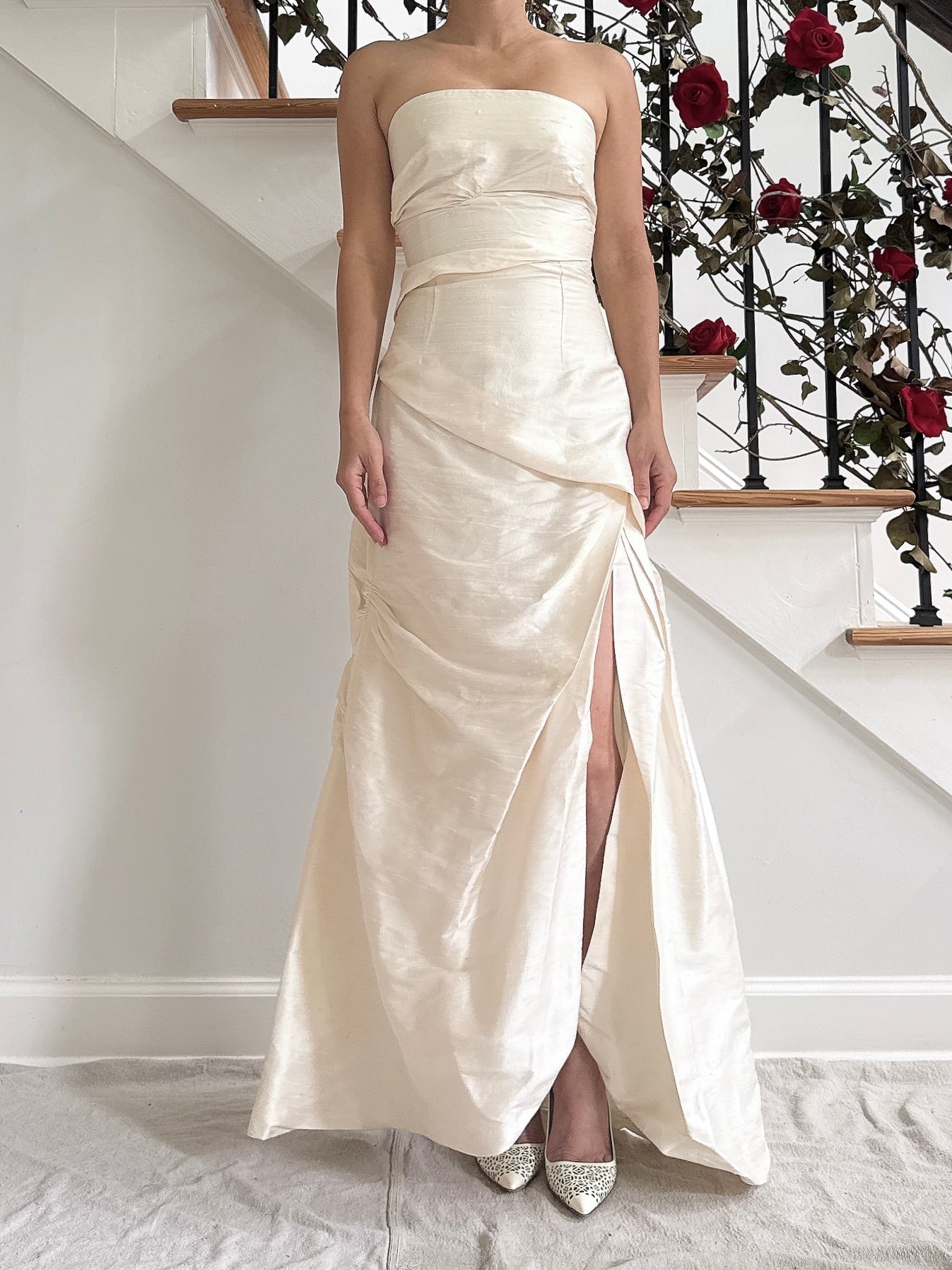 Vintage Raw Silk Draped Dress - XS