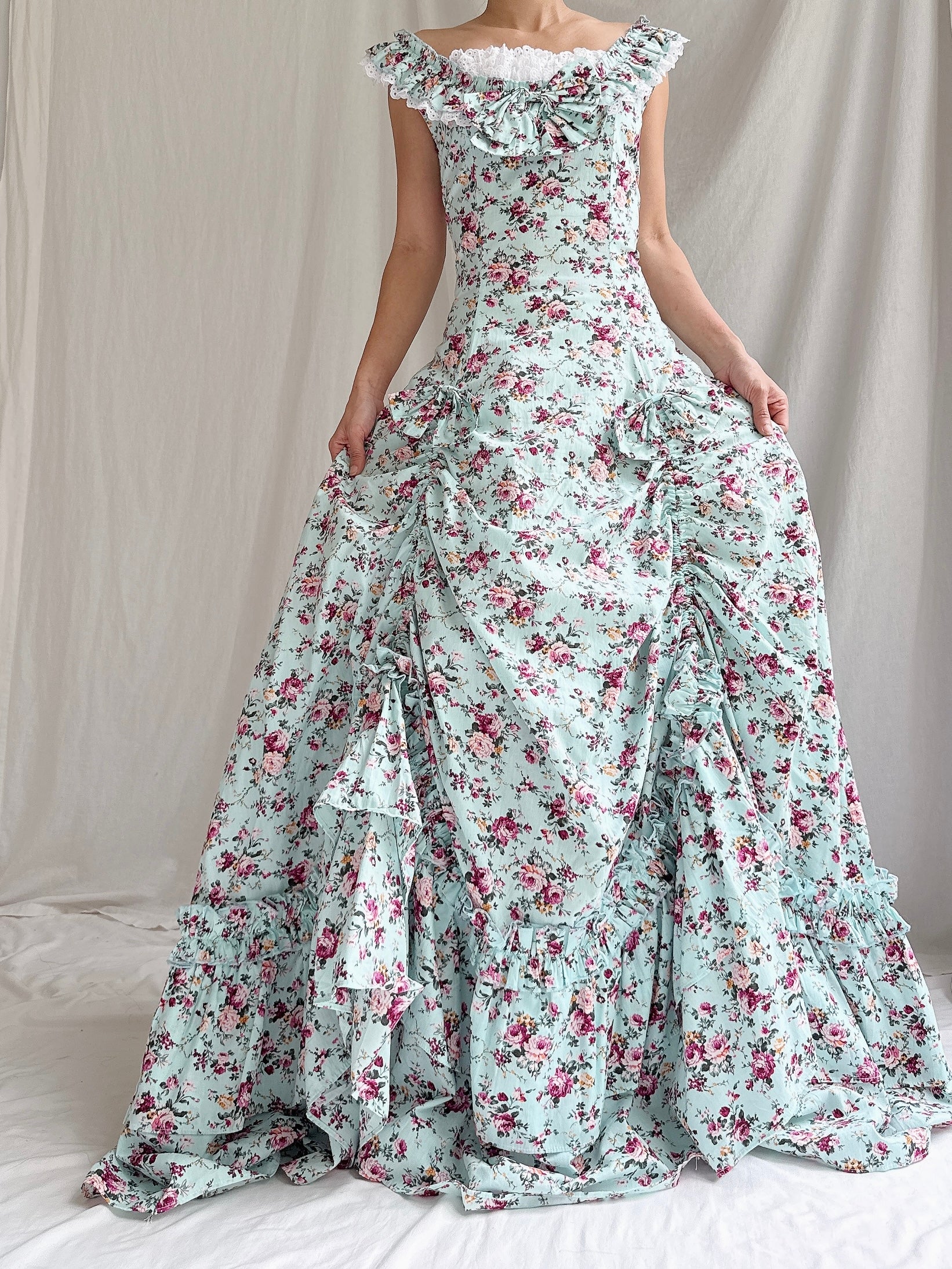Vintage Cotton Floral Dress - XS-M