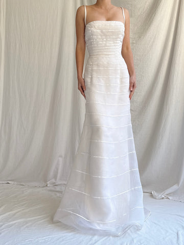 Vintage Yumi Katsura Silk Organza Striped Gown - M/6/8