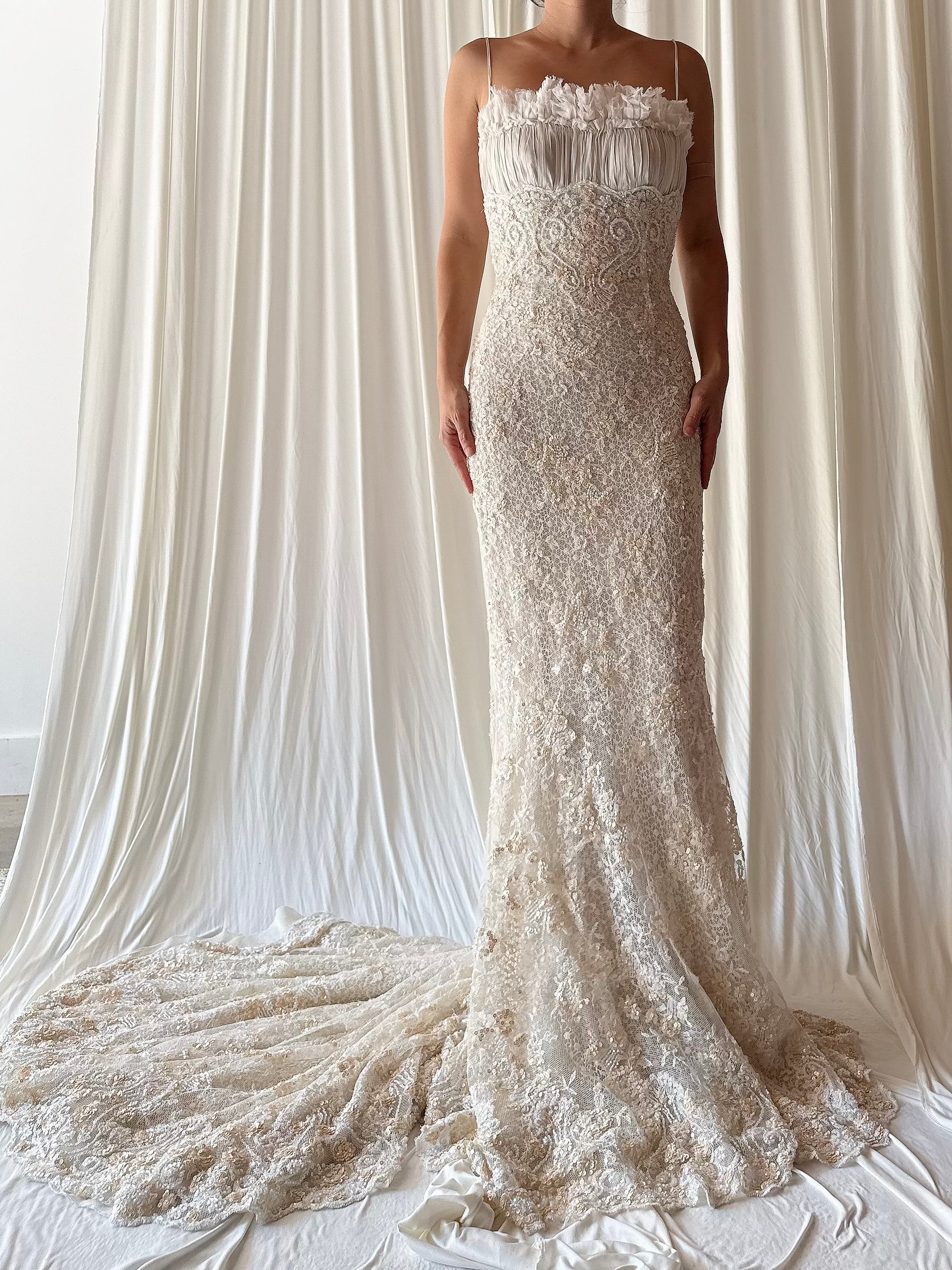 Vintage Manuel Mota Lace Beaded Dress - XS/2