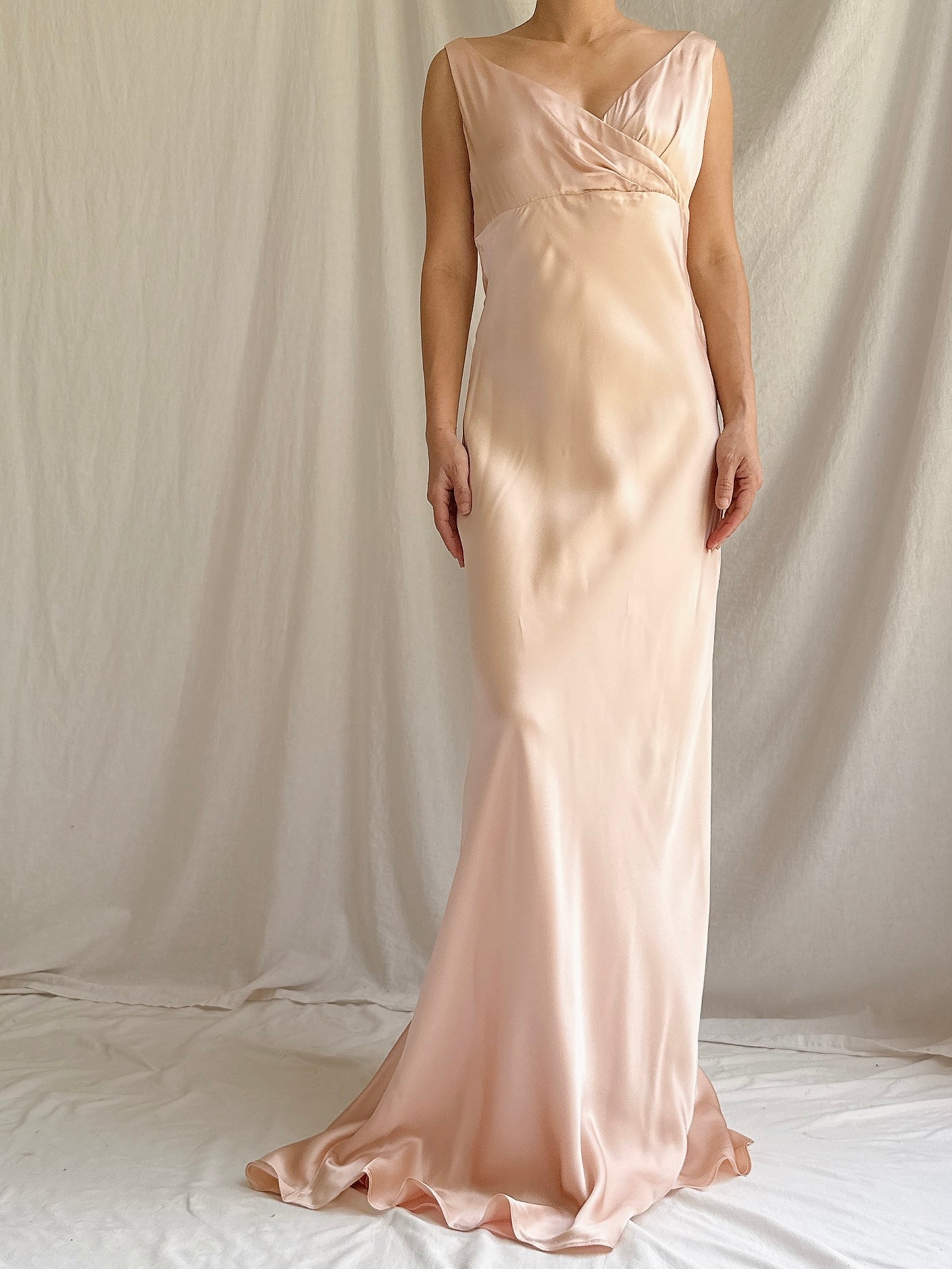 Vintage Pink Silk Slip Dress - S
