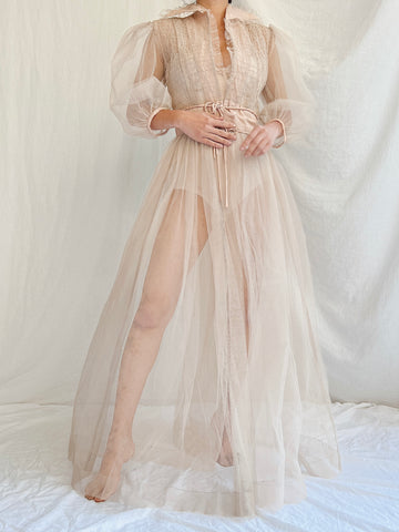 1940s Tulle Dressing Gown - XS