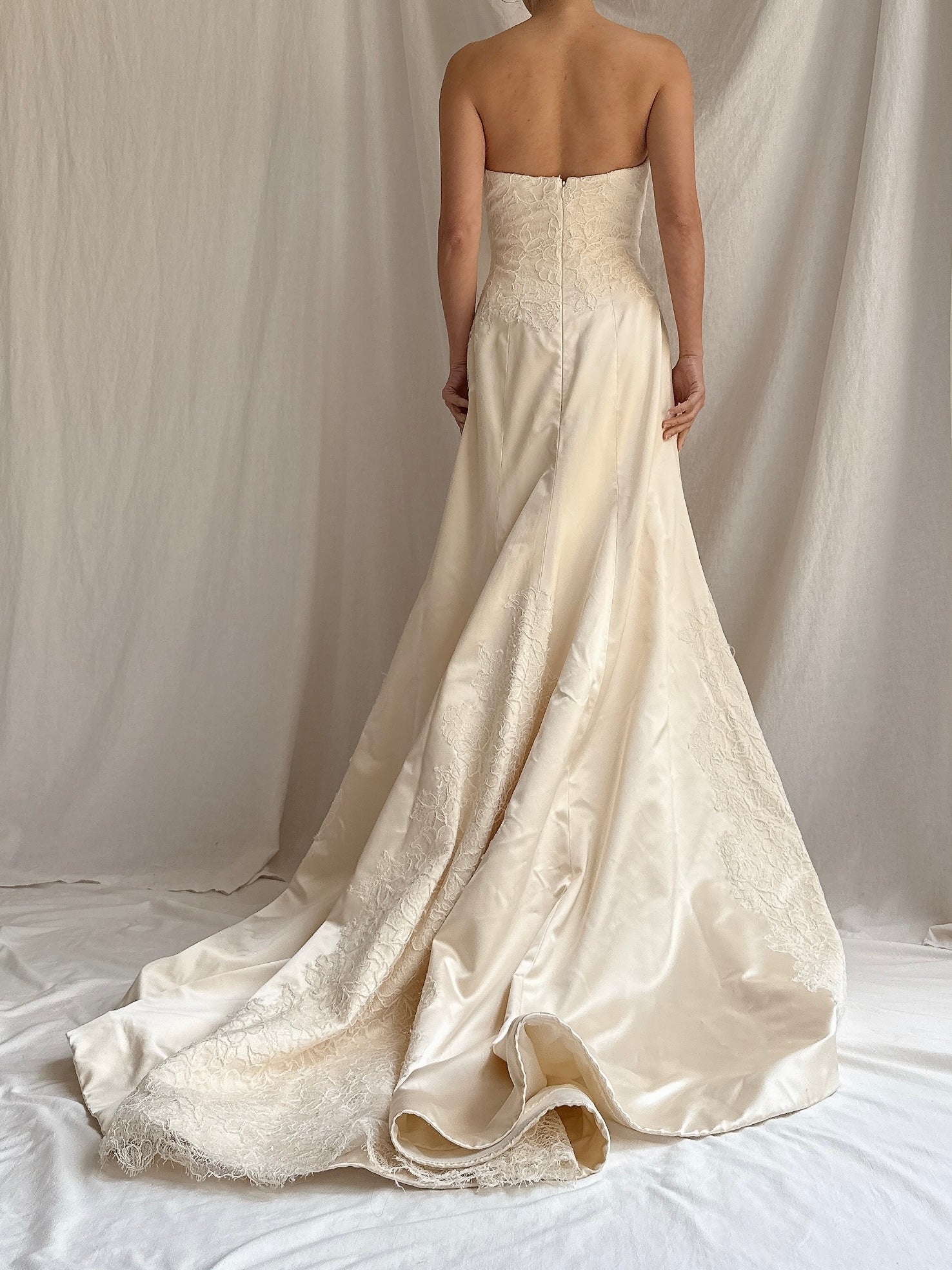Vintage Miosa Couture Silk Strapless Gown - S/M