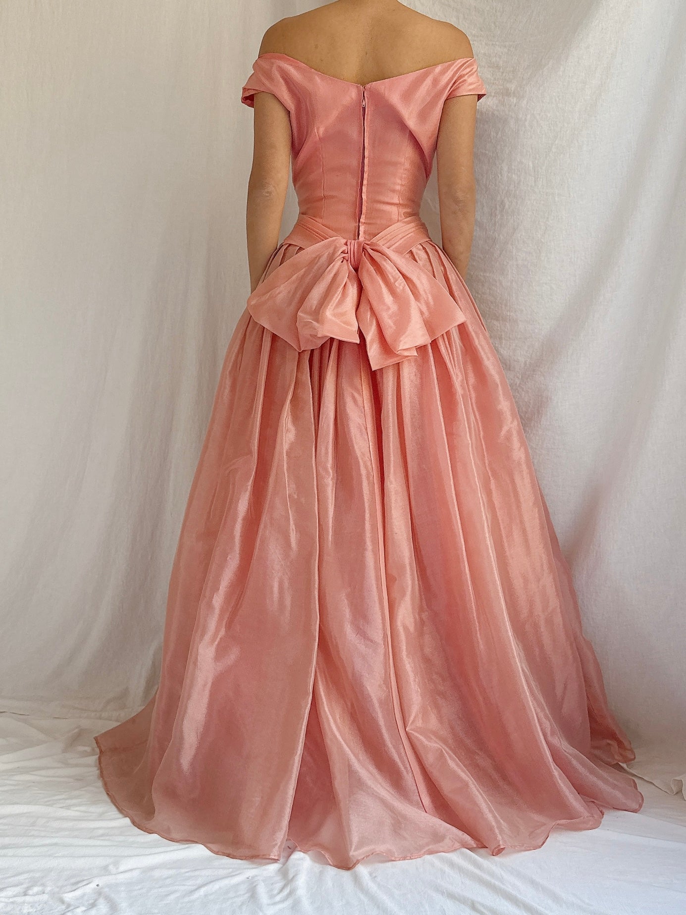 1950s Coral Silk Gown - S