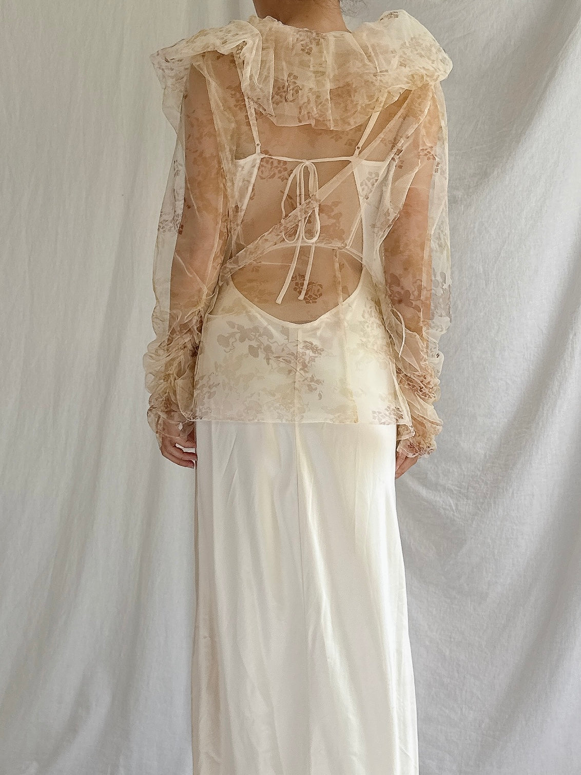 Vintage Paule Vasseur Sheer Tulle Floral Jacket - M/44