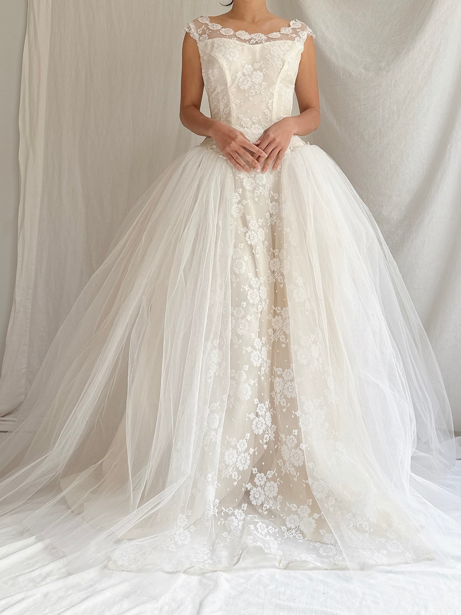 1950s Tulle and Lace Gown - XS