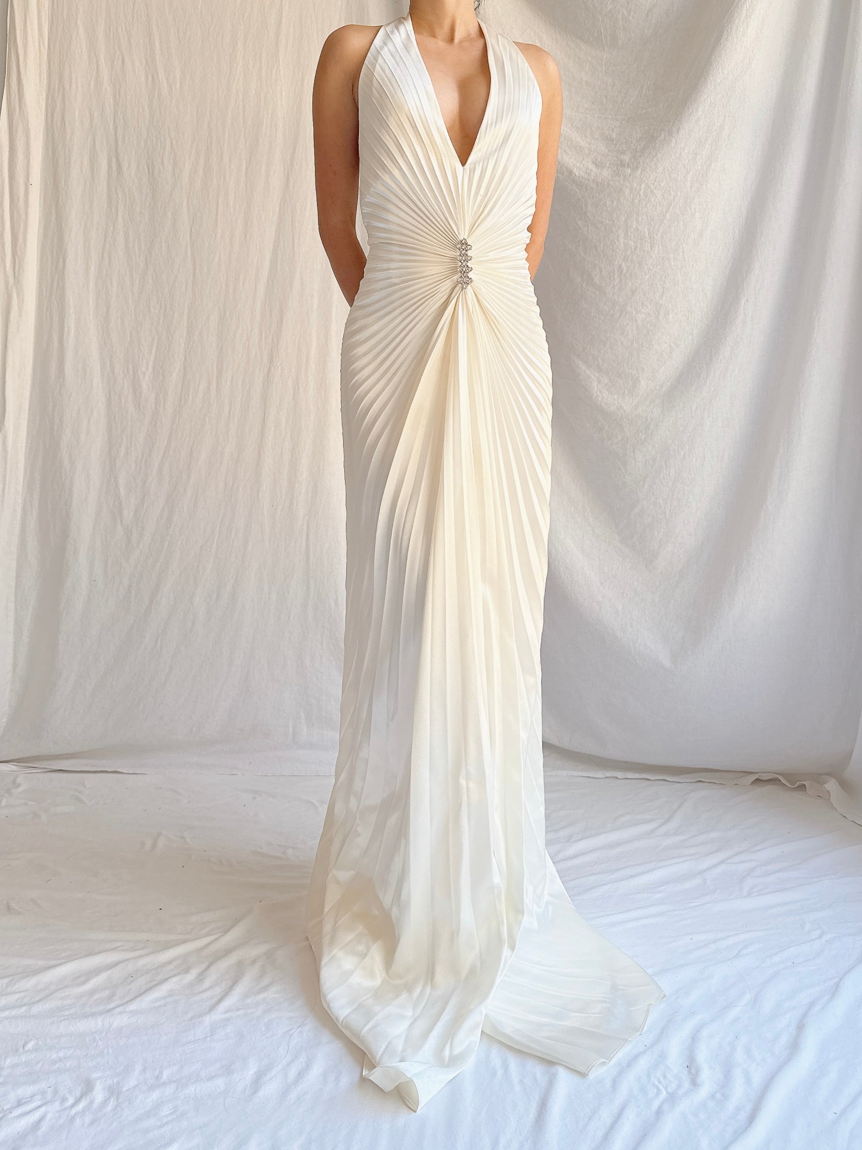 Vintage Satin Pleated Gown - M/L