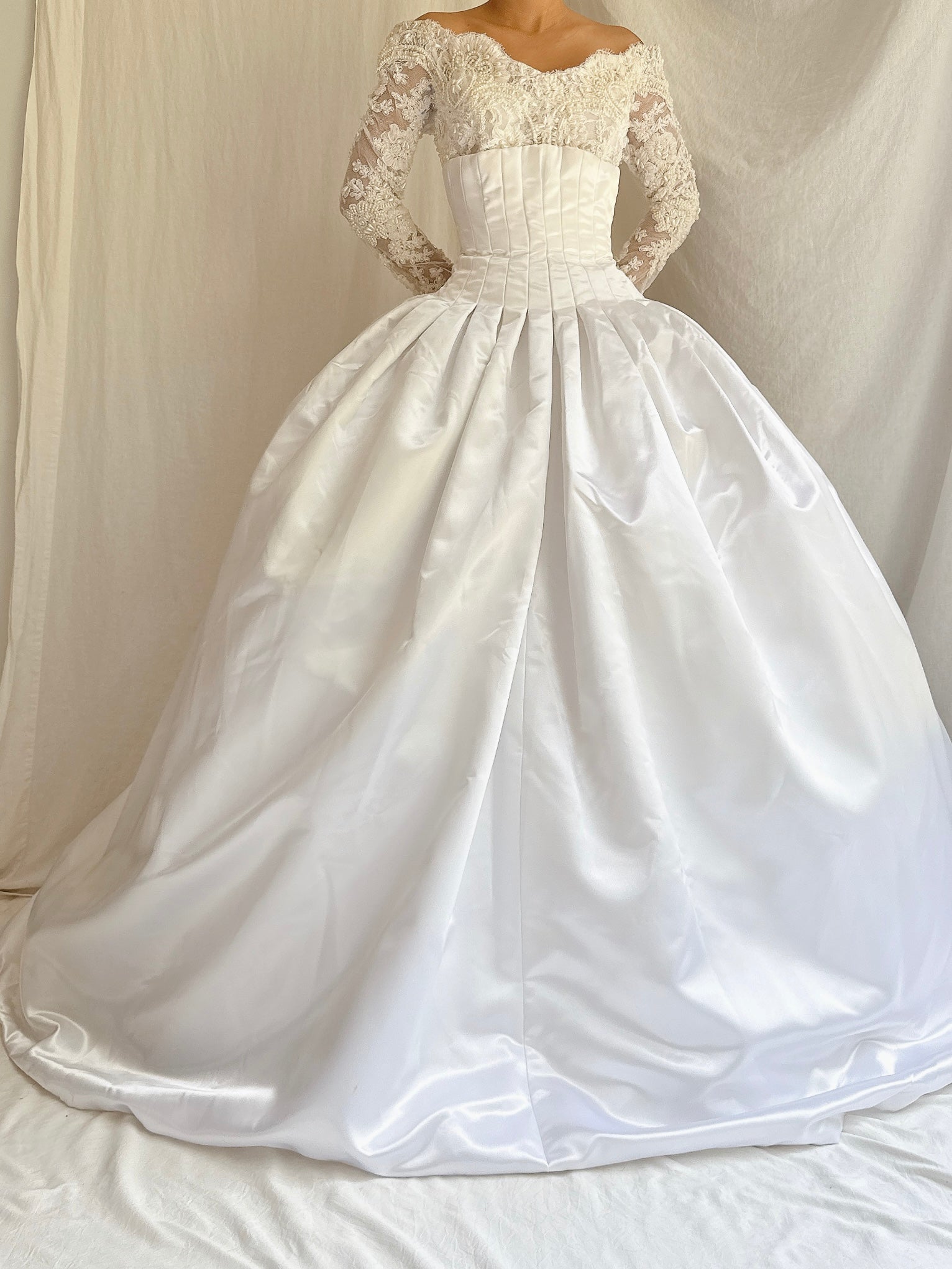 Vintage Daniel Degli Onofri Satin & Lace Gown - L/10