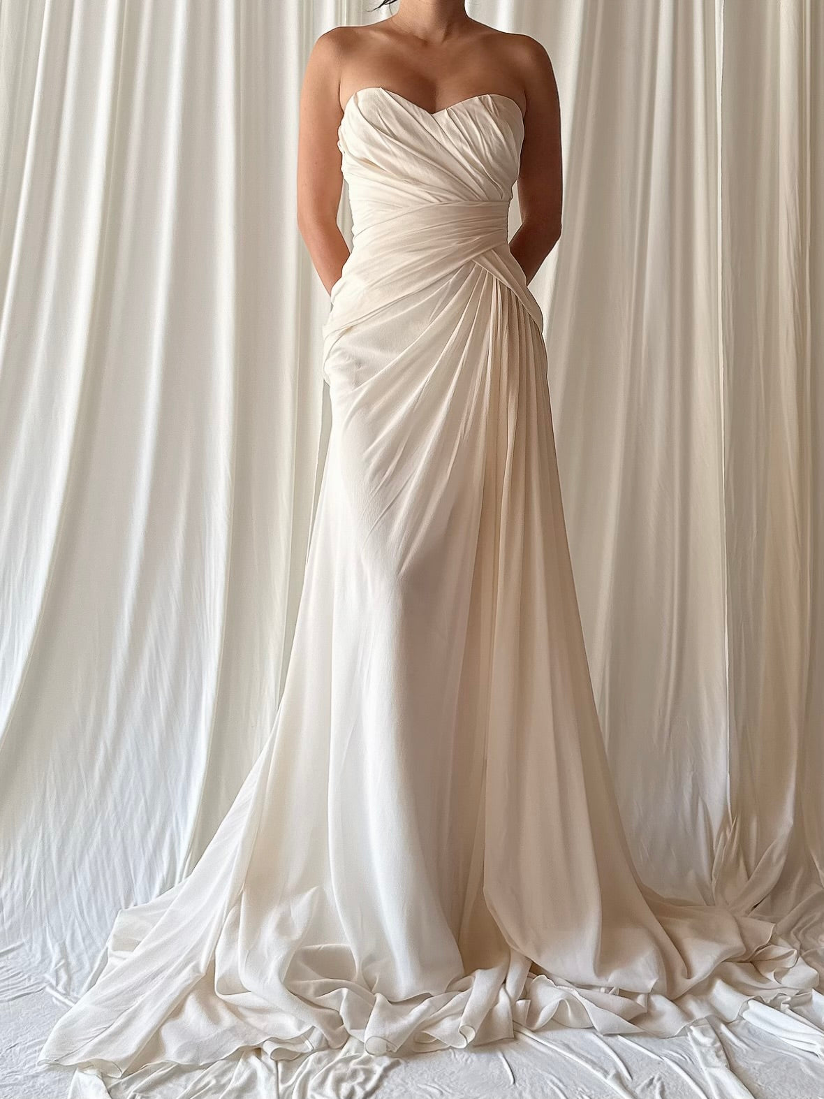 Gemy Maalouf Silk Chiffon Draped Gown - S/M