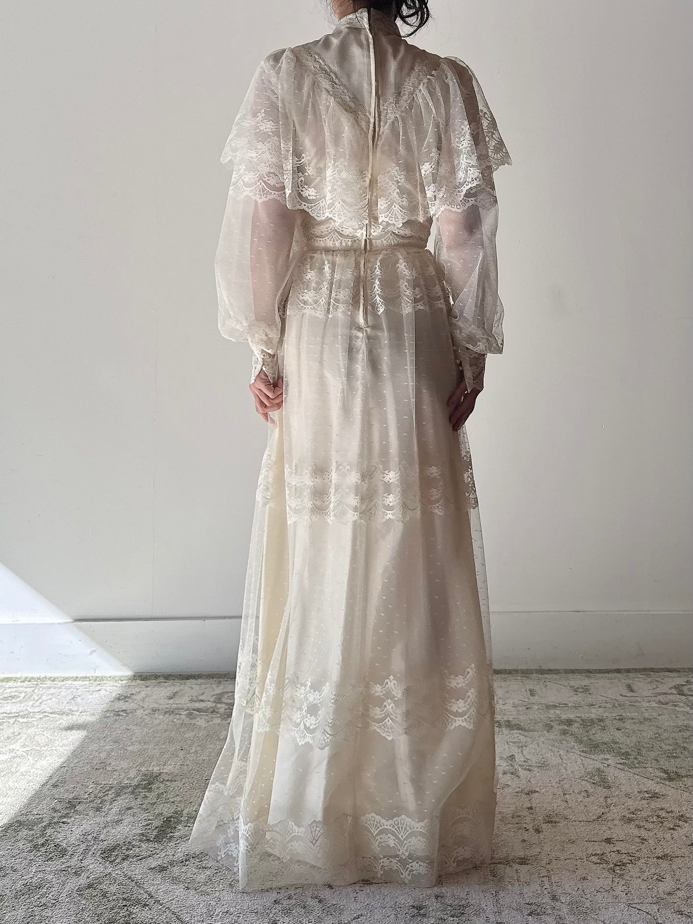 1980s Tulle Lace Dress - S