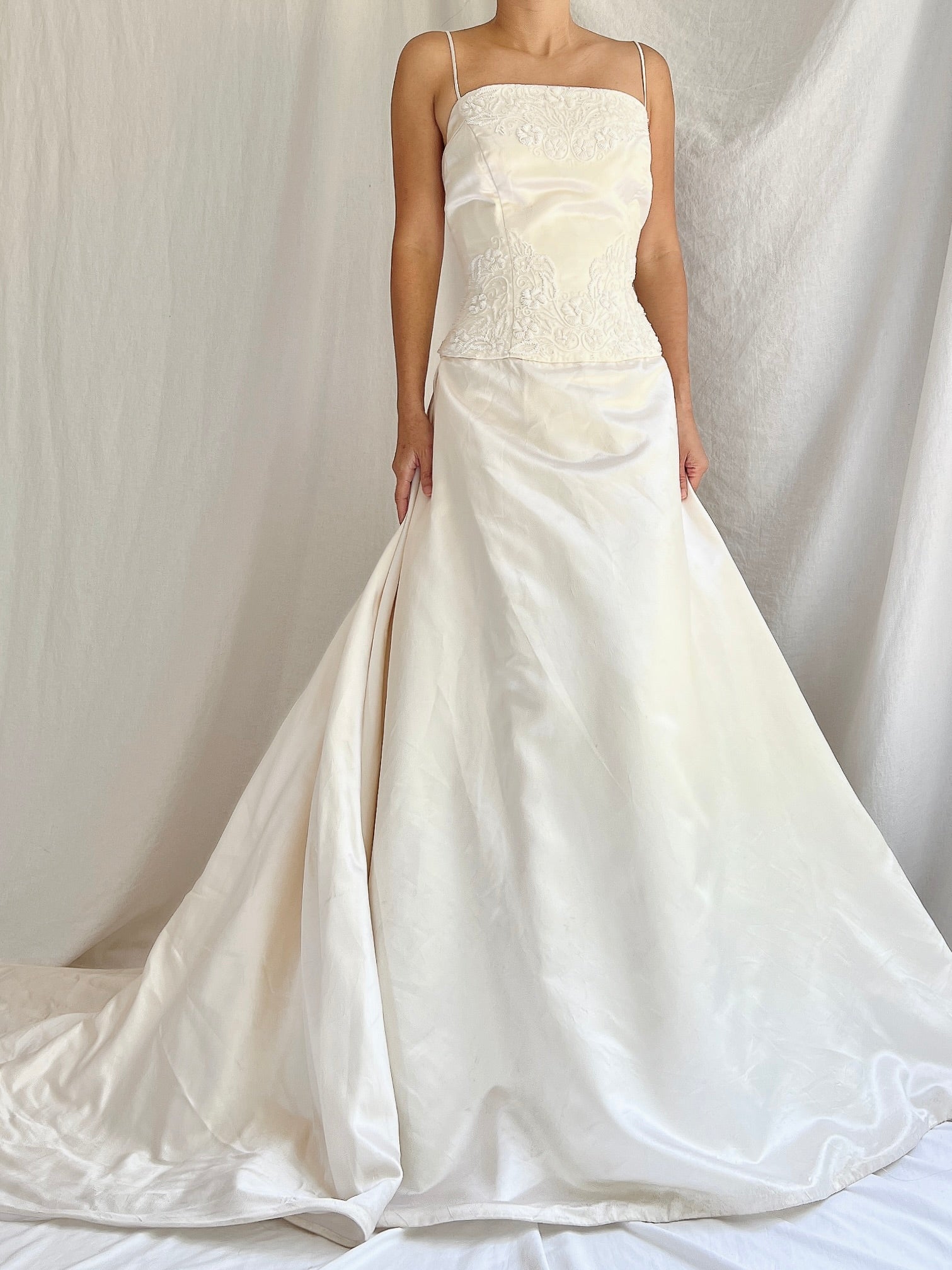 1990s Silk Beaded Dropped Waist Gown - M/8/10 | G O S S A M E R 1990s Silk Beaded Dropped Waist Gown - M/8/10 | G O S S A M E R