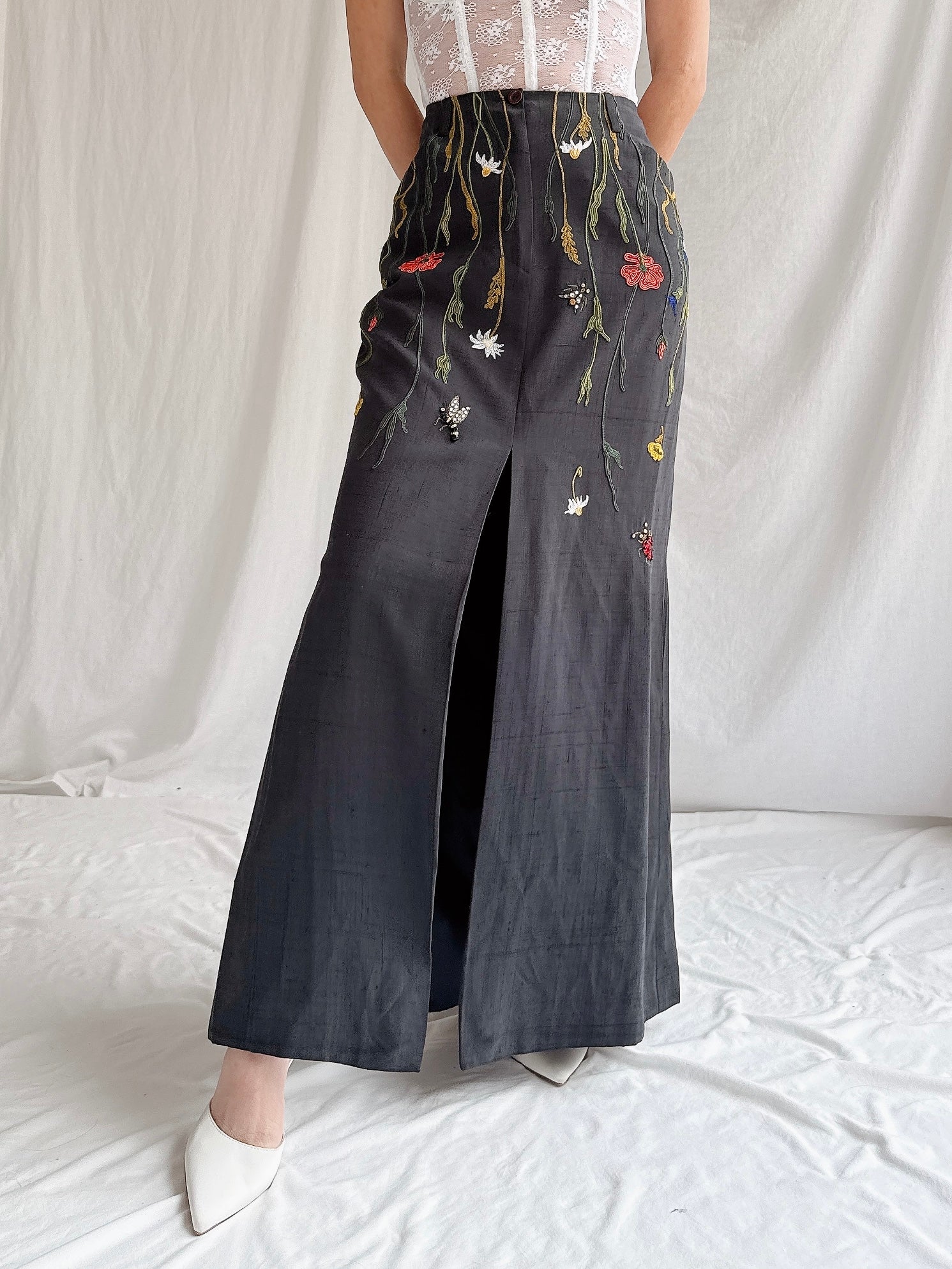 Vintage Oppio Italy Silk and Linen Skirt - M