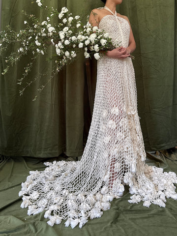 Vintage Handmade Knit Shawl Dress - OSFM