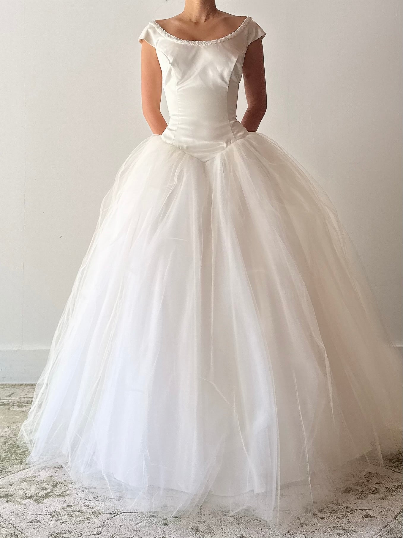Vintage Satin Tulle Gown - M