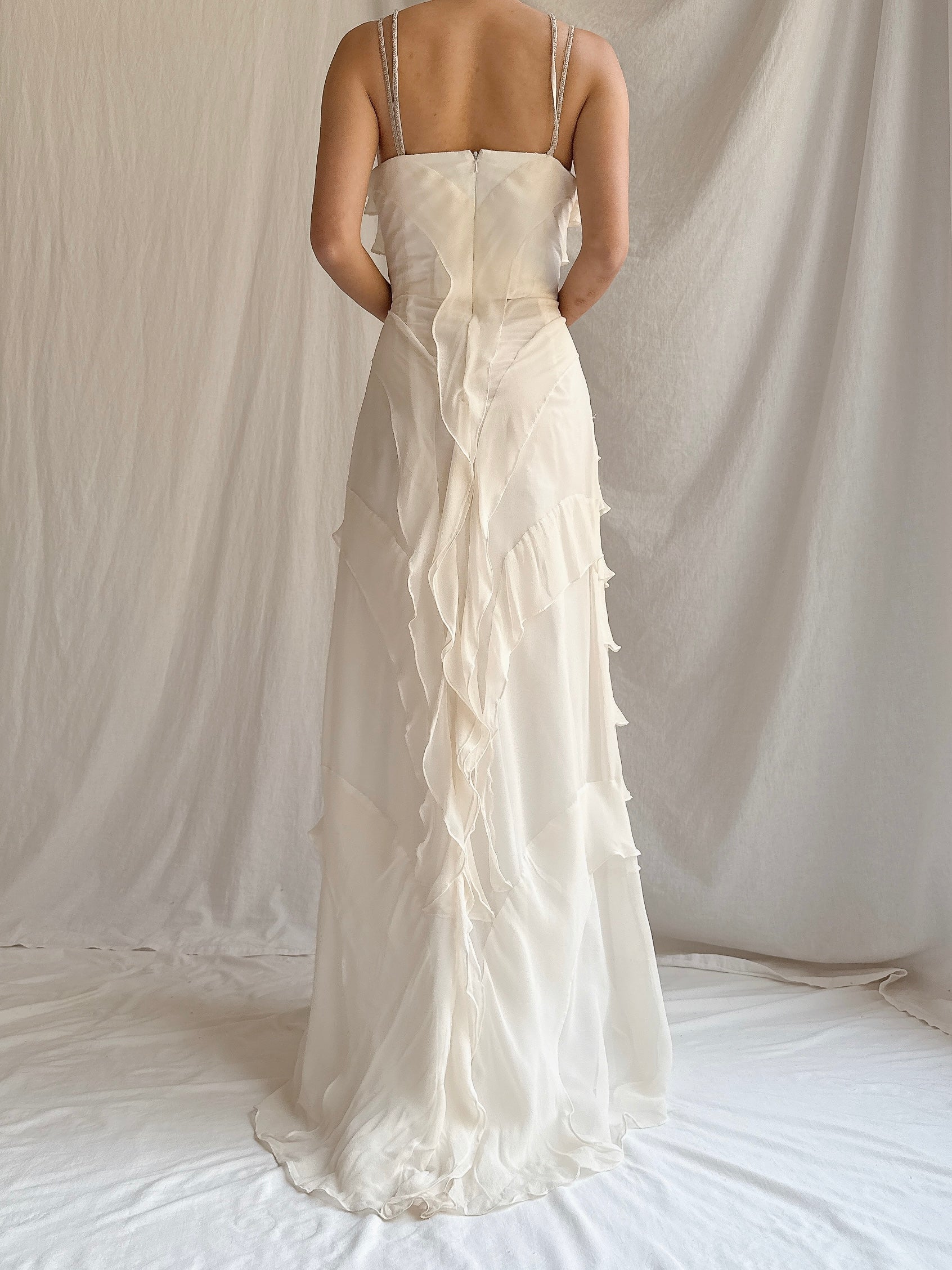 Vintage Silk Tiered Dress - M