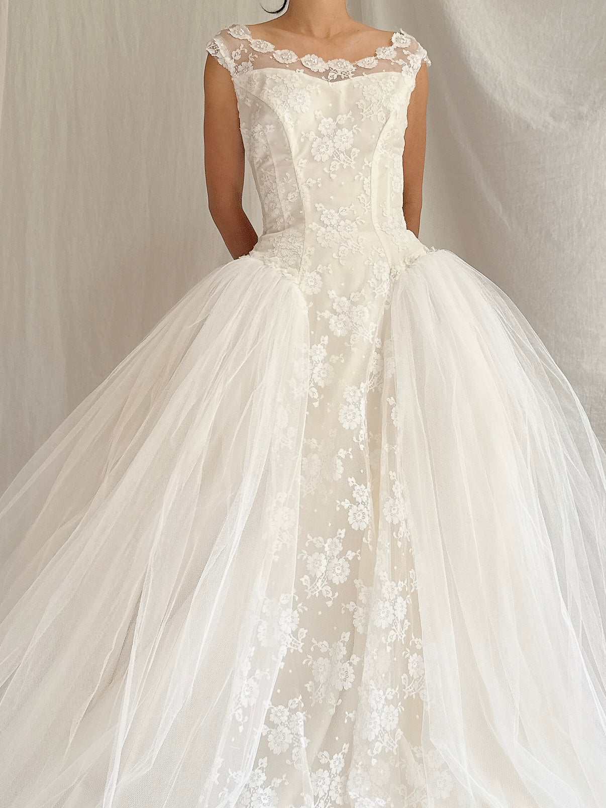 1950s Tulle and Lace Gown - XS