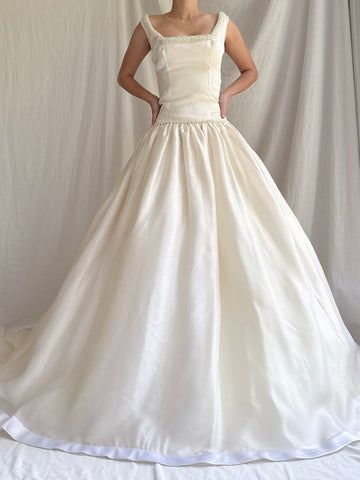 Vintage Silk Organza Pearl Embelished Gown - M/8