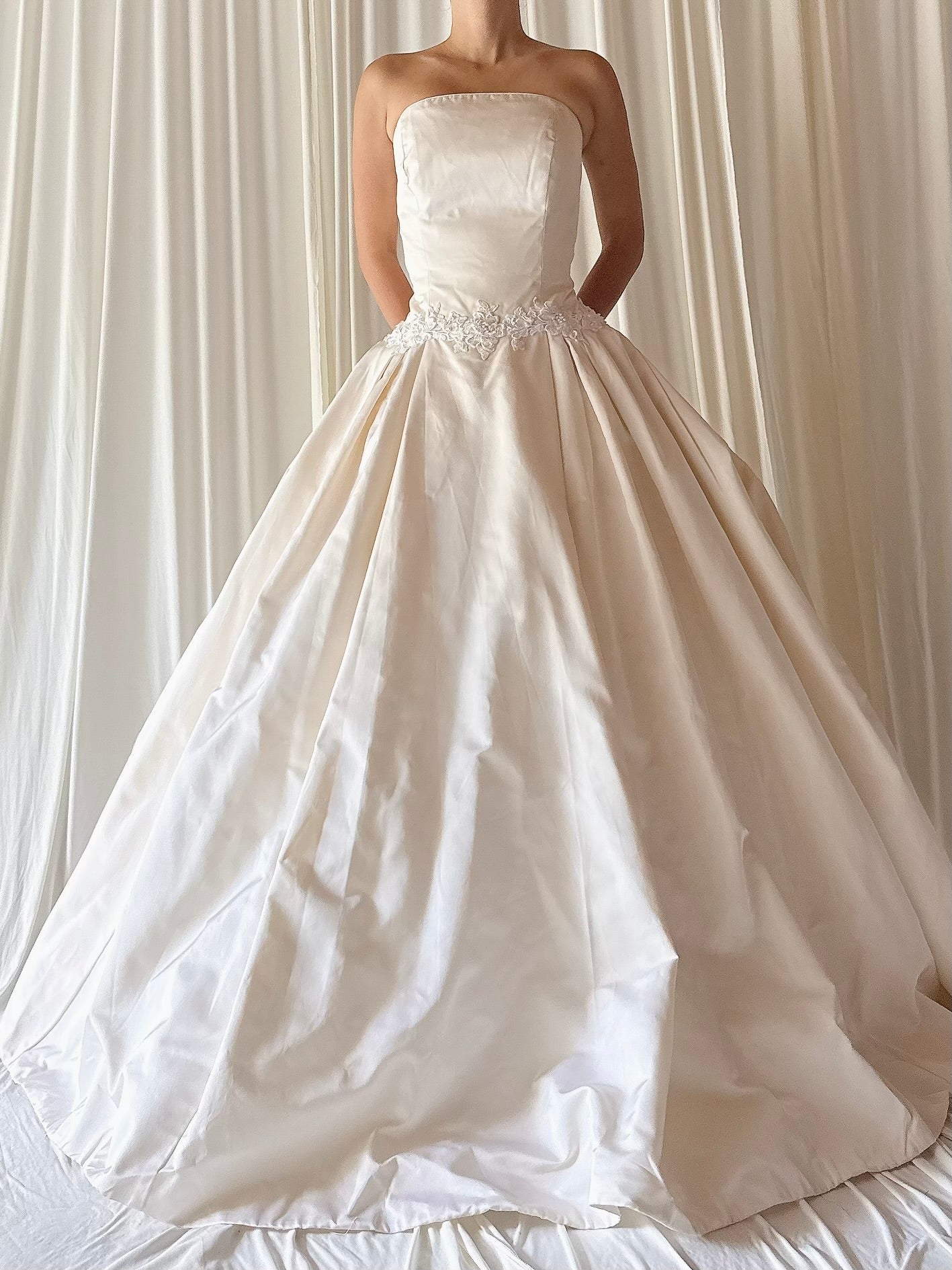 Vintage Strapless Silk Gown - M