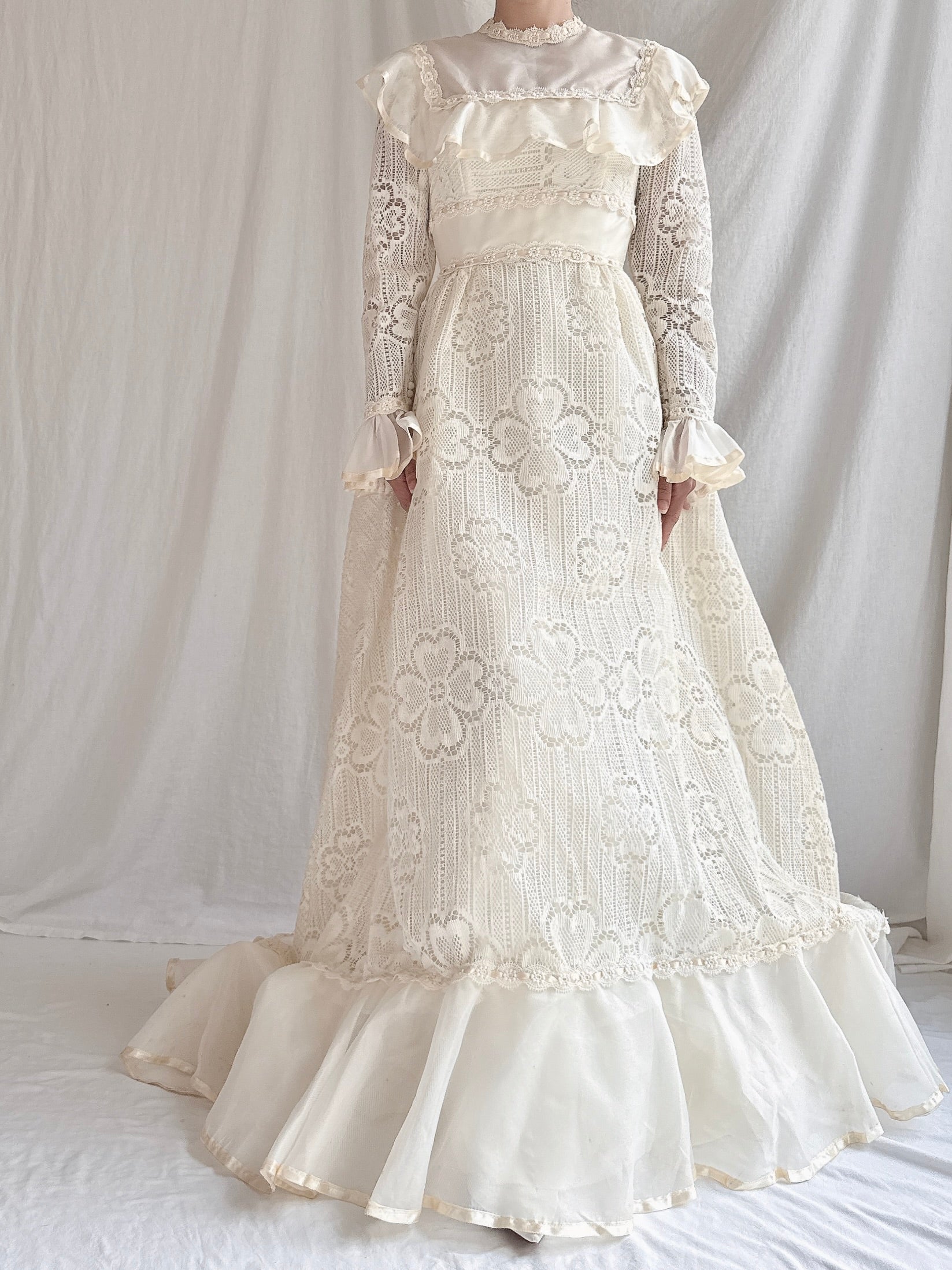 Vintage Crochet Lace Gown - S