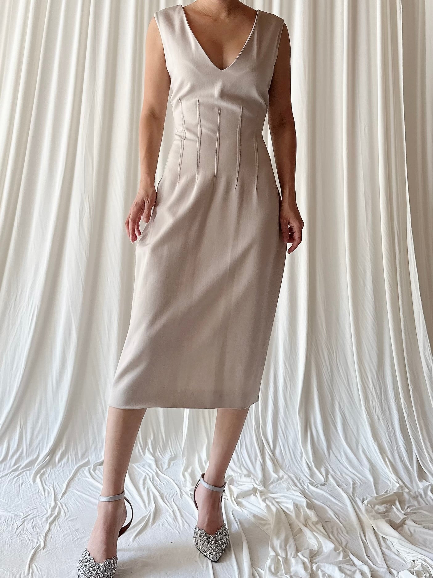 Vintage Chantal Thomass Paris Wool Gray Dress - 4/6