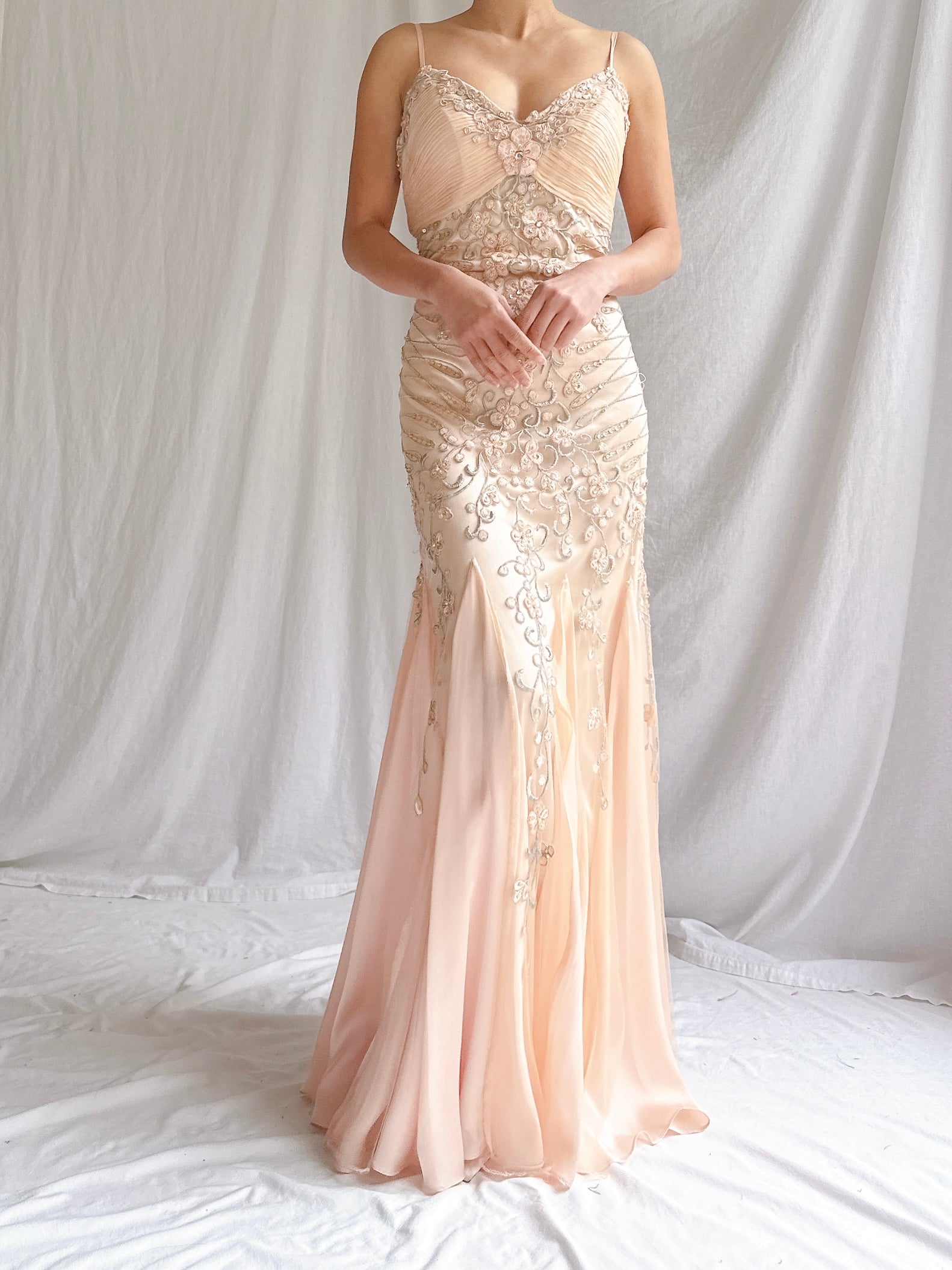 Vintage Sue Wong Embroidered Silk/Tulle Gown - S