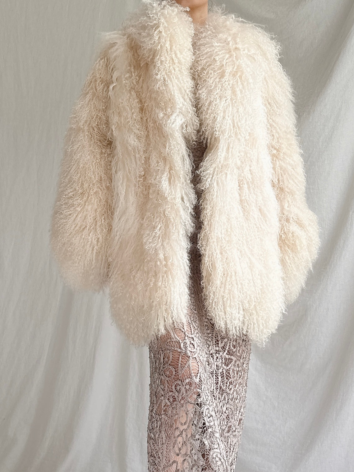 1970s Ivory Sheared Mongolian Lamb Coat - M
