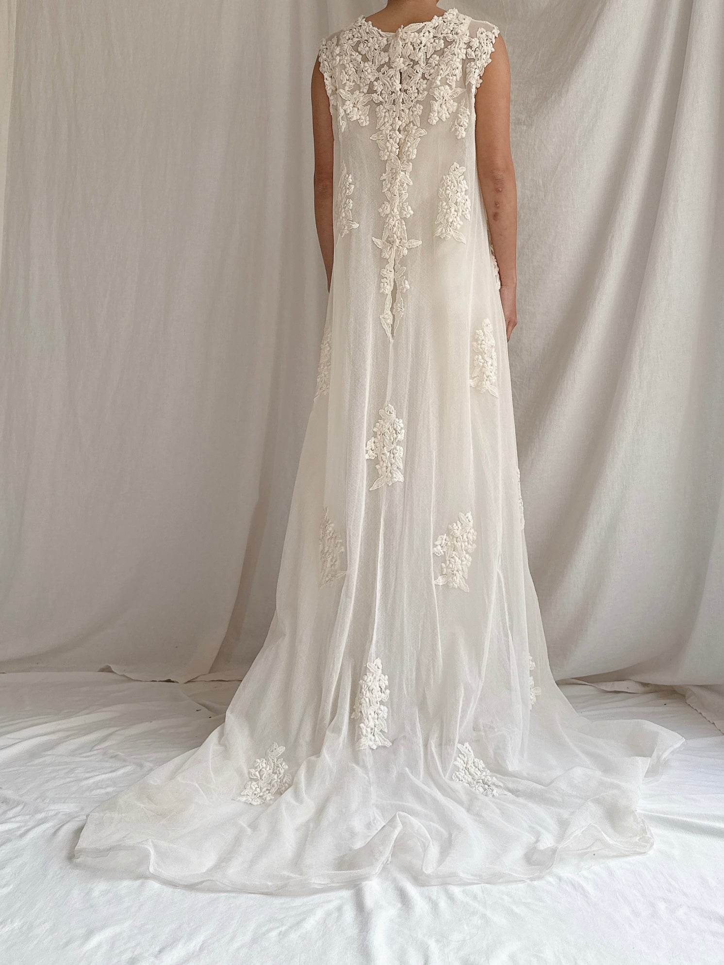 1960s Tulle Embroidered Dress - Size 2/XS