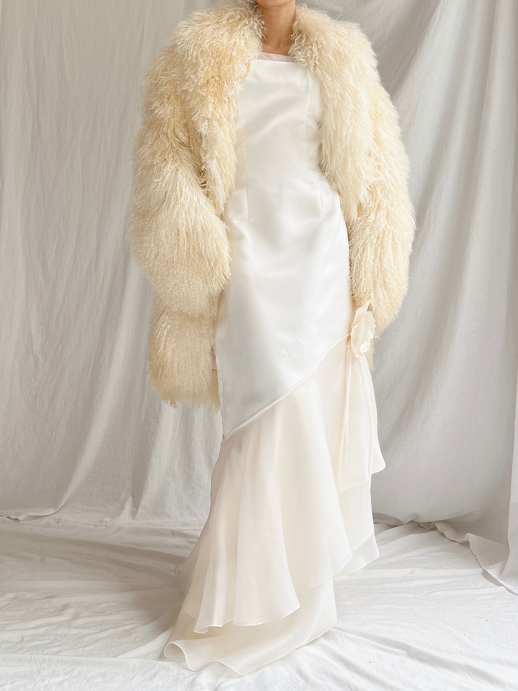 1970s Ivory Sheared Mongolian Lamb Coat - M/L