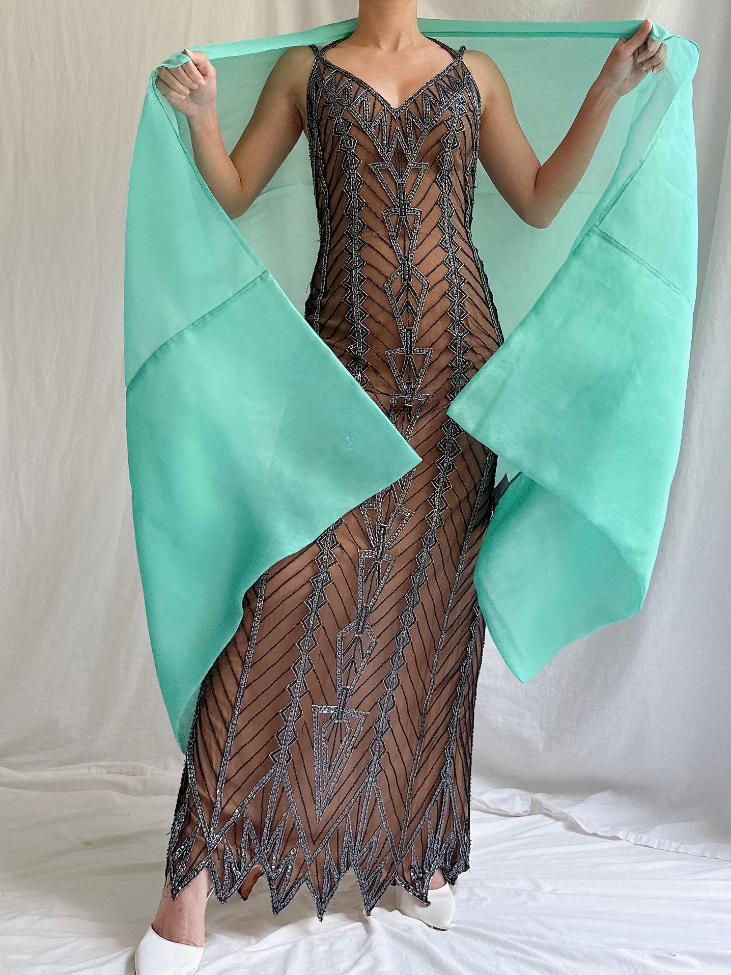 Vintage Silk Organza Shawl - OSFM
