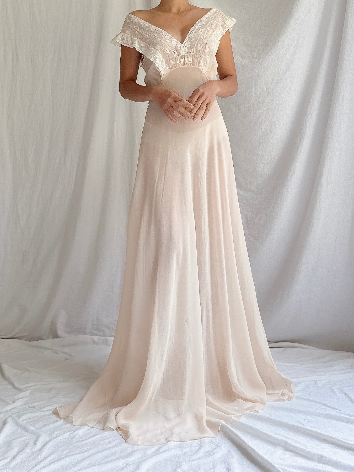 Vintage Shell Pink Slip Dress