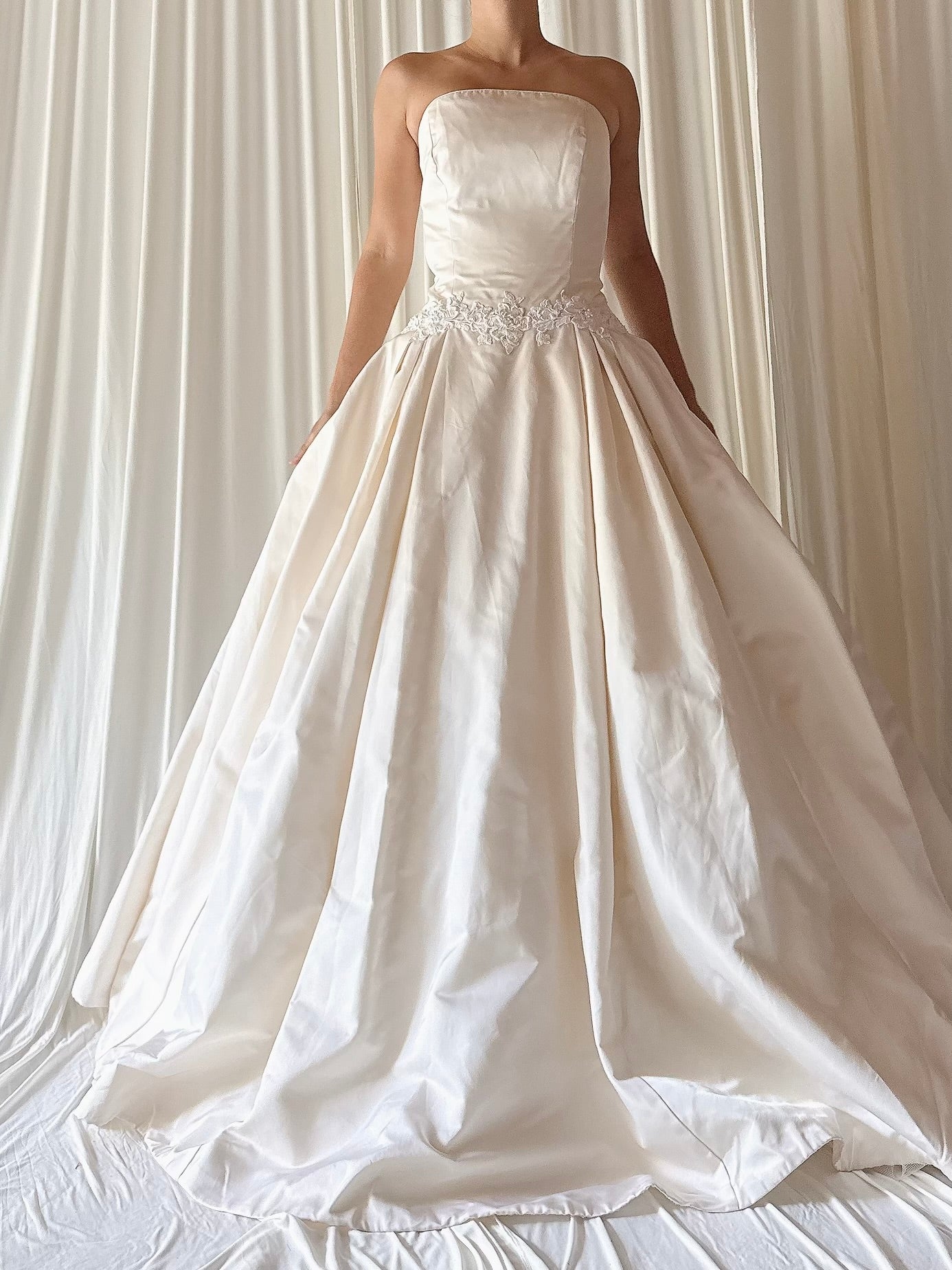 Vintage Strapless Silk Gown - M