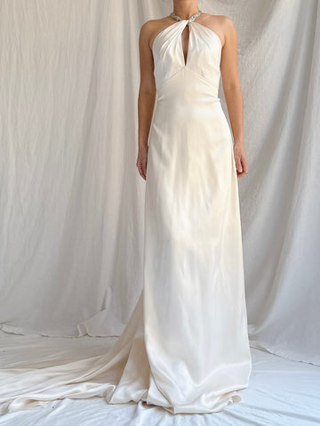 Vintage Jim Hjelm Silk Halter Gown - M/L 10