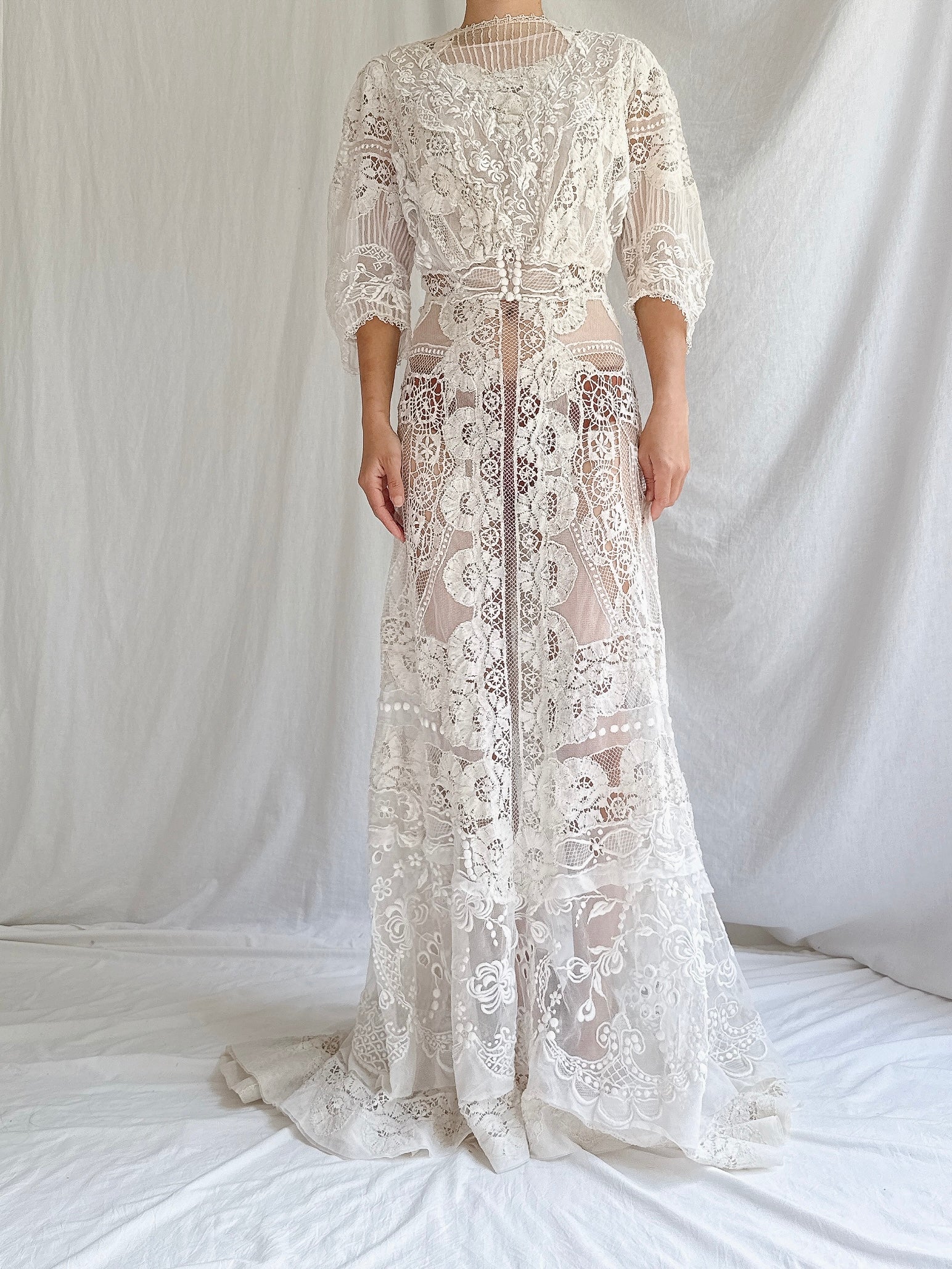 Antique Edwardian Lace Gown - S
