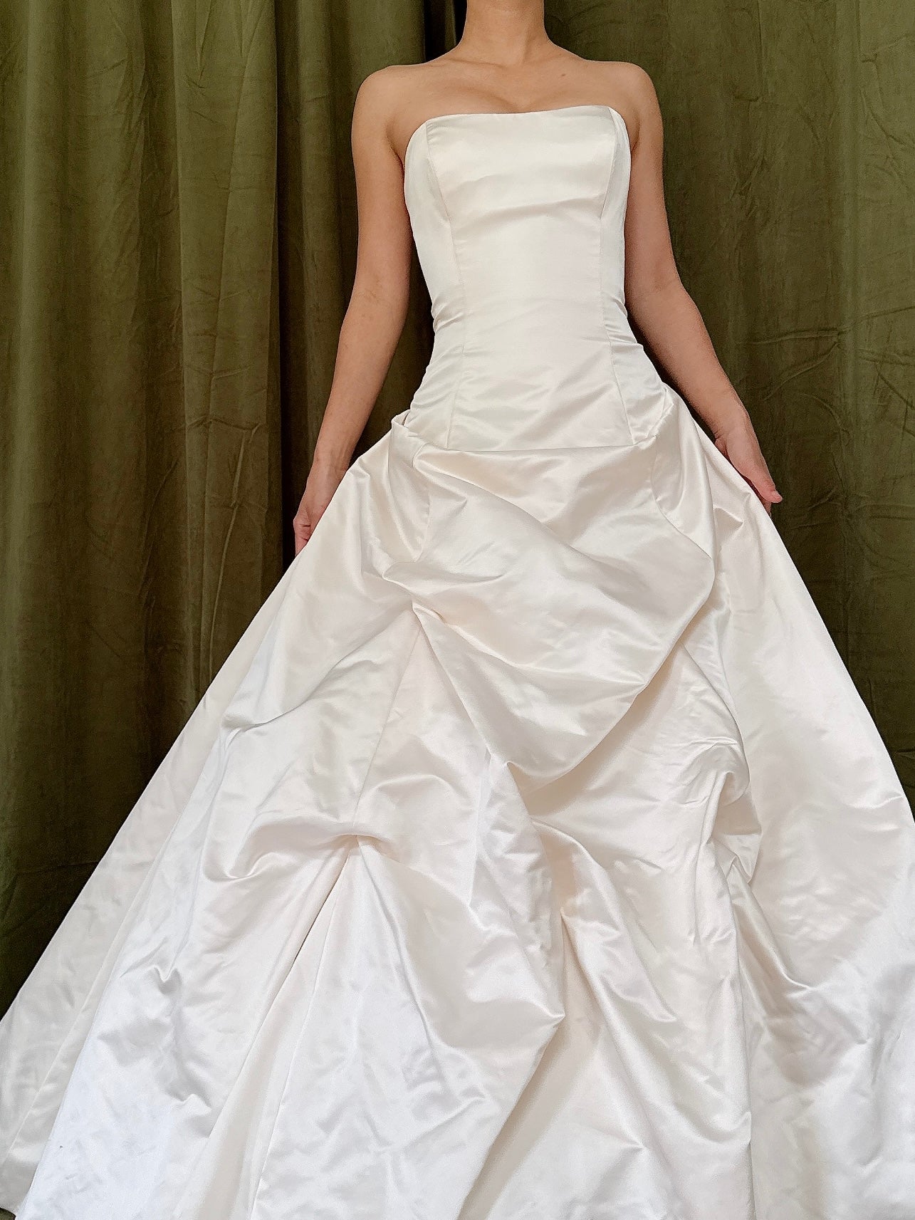 Vintage Satin Silk Strapless Gown - M/8