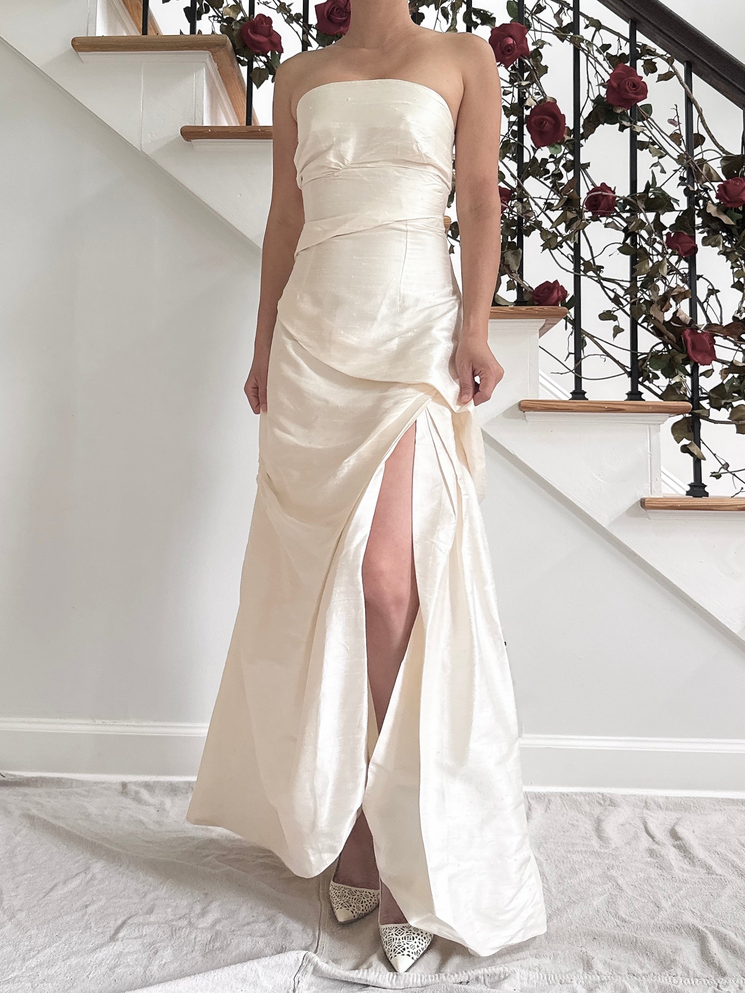 Vintage Raw Silk Draped Dress - XS