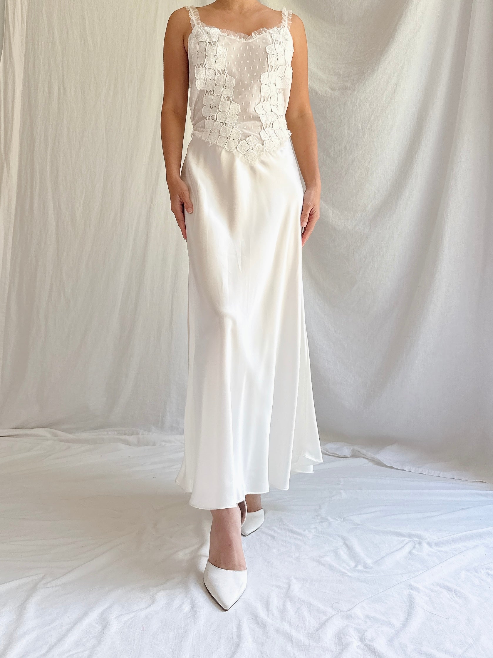 Vintage Satin Midi Slip - M