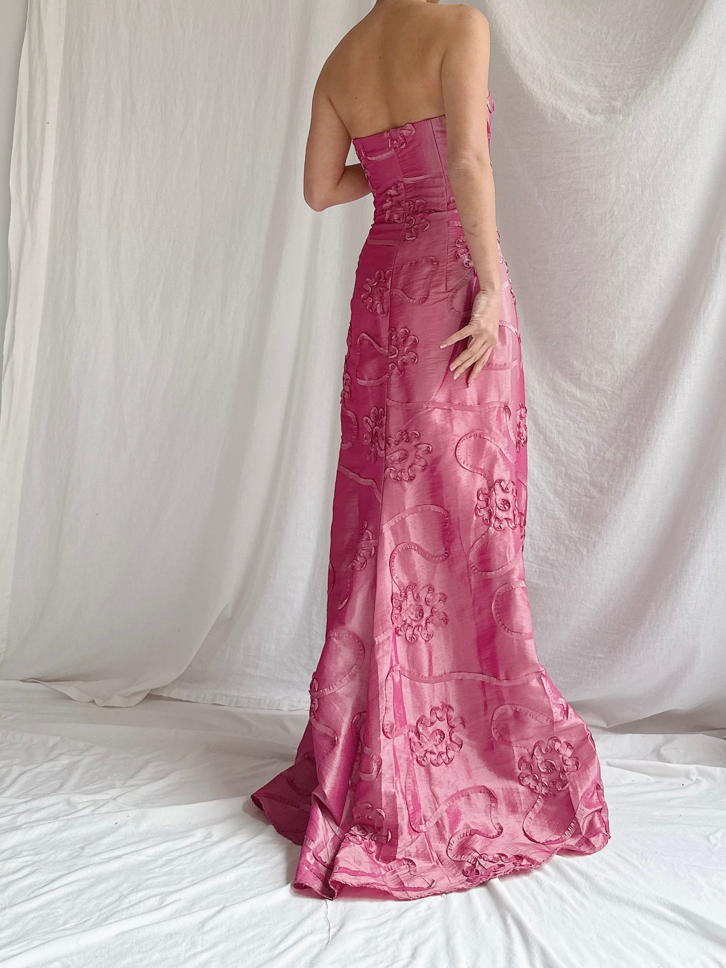 Vintage Taffeta Strapless Gown - S