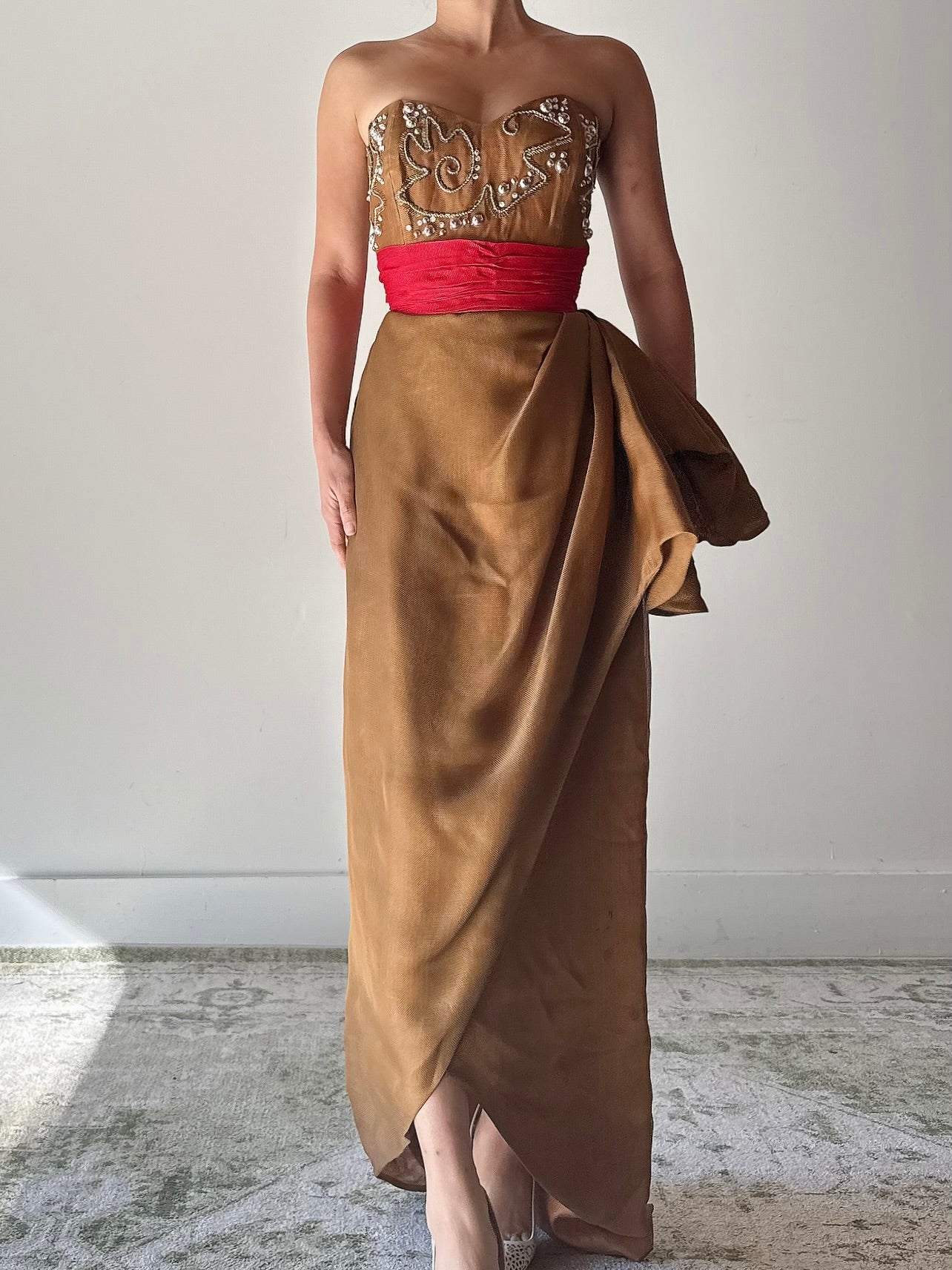 Vintage Stara Paris Silk Woven Gown - S
