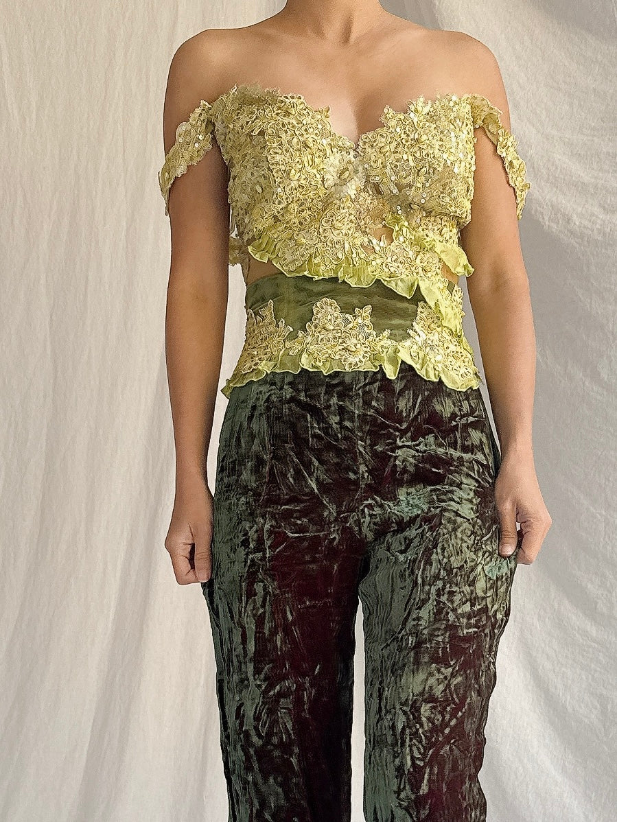 Vintage Sheer Embellished Top - M