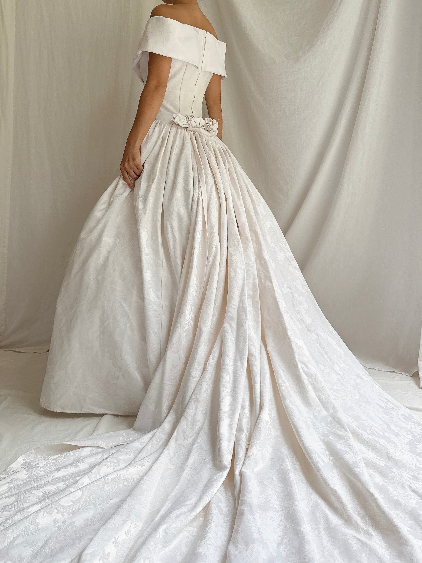 1980s Jessica McClintock Brocade Gown - S