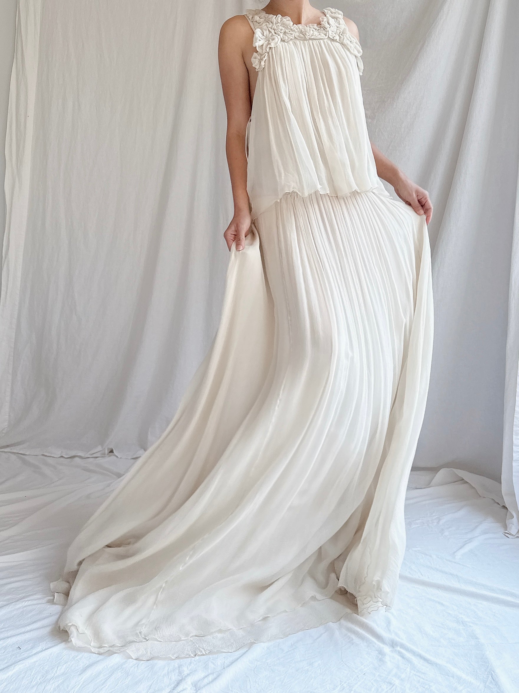 Vintage Chloe Oyster Silk Chiffon Gown - M Vintage Chloe Oyster Silk Chiffon Gown - M