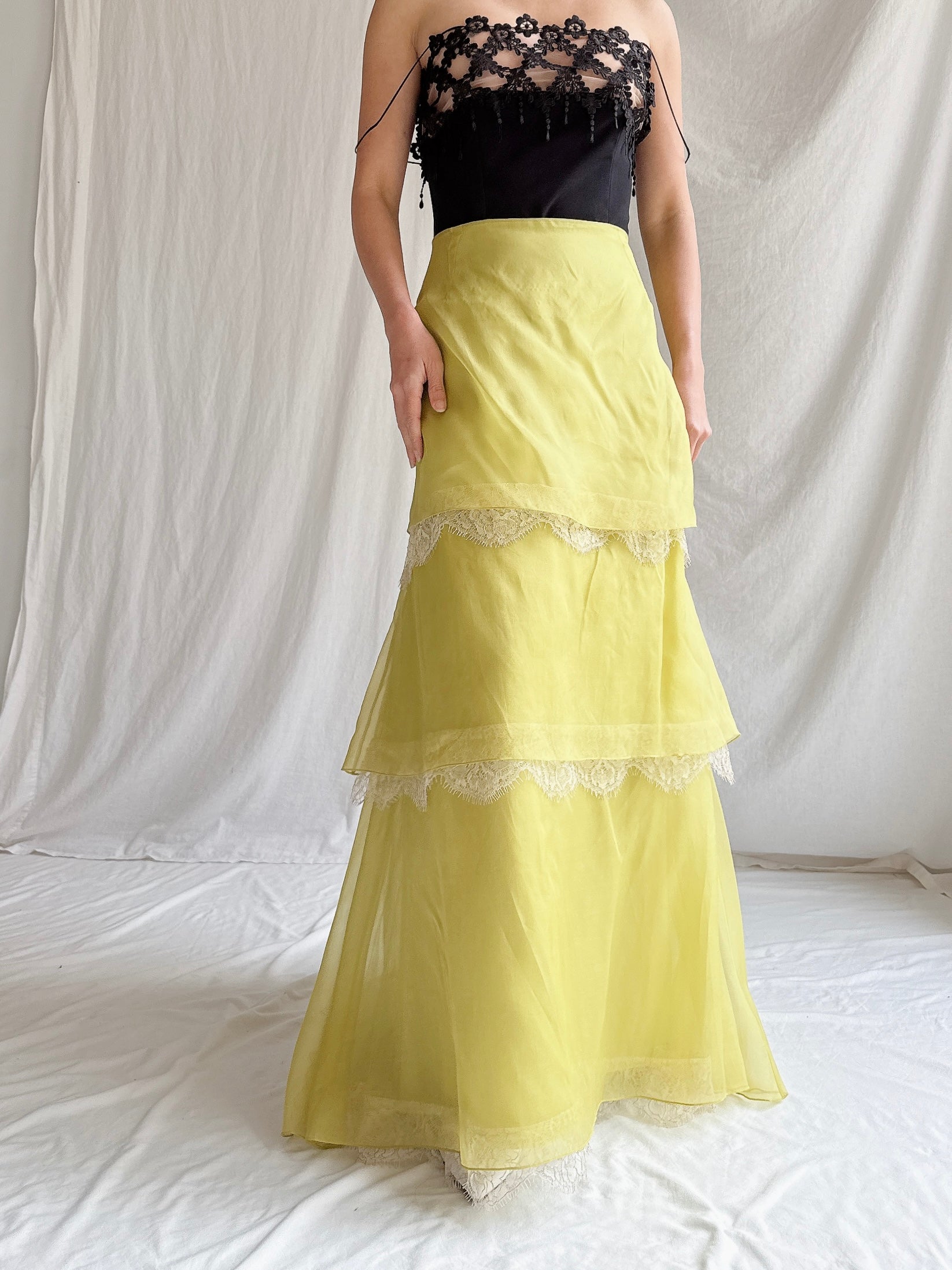 Vintage Maria Coca Silk Organza Tiered Skirt - L/US 14