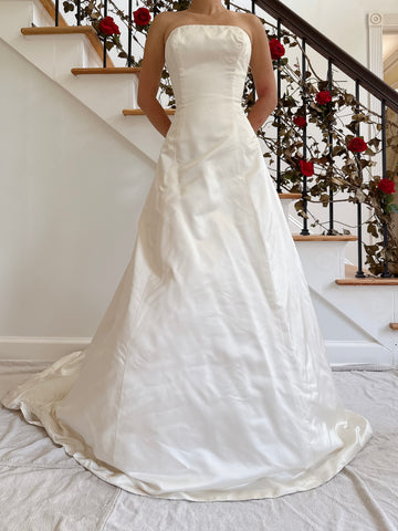 Vintage Amsale Silk Strapless Gown - S