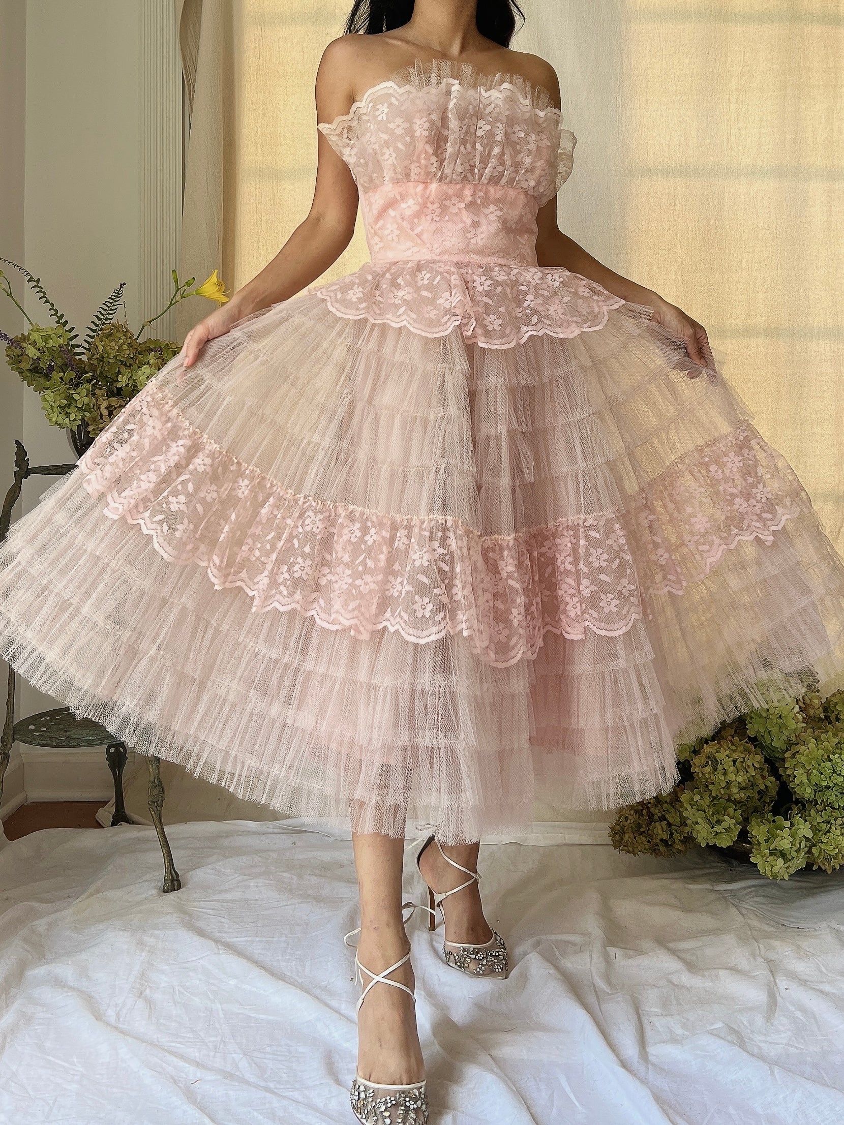 1950s Pink Tulle Dress - XS