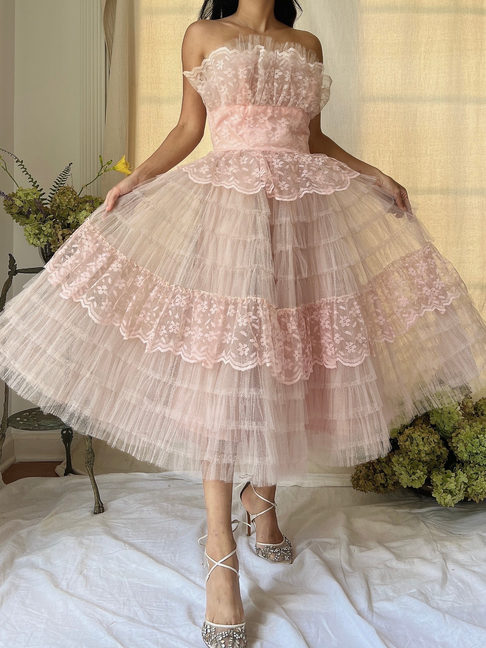 1950s Pink Tulle Dress - XS | G O S S A M E R 1950s Pink Tulle Dress - XS | G O S S A M E R