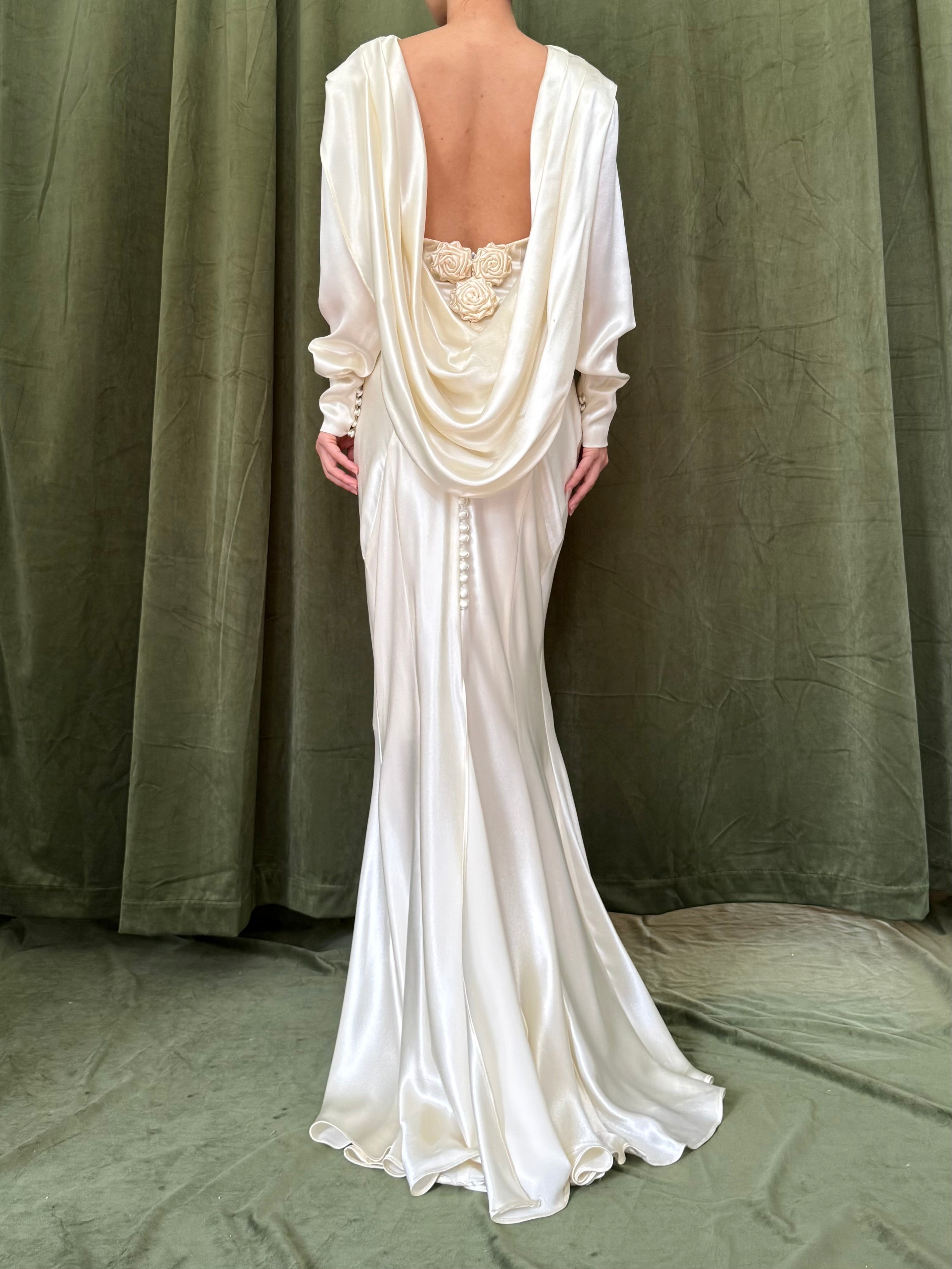 1980s Satin Bias Cut Dress - S-M